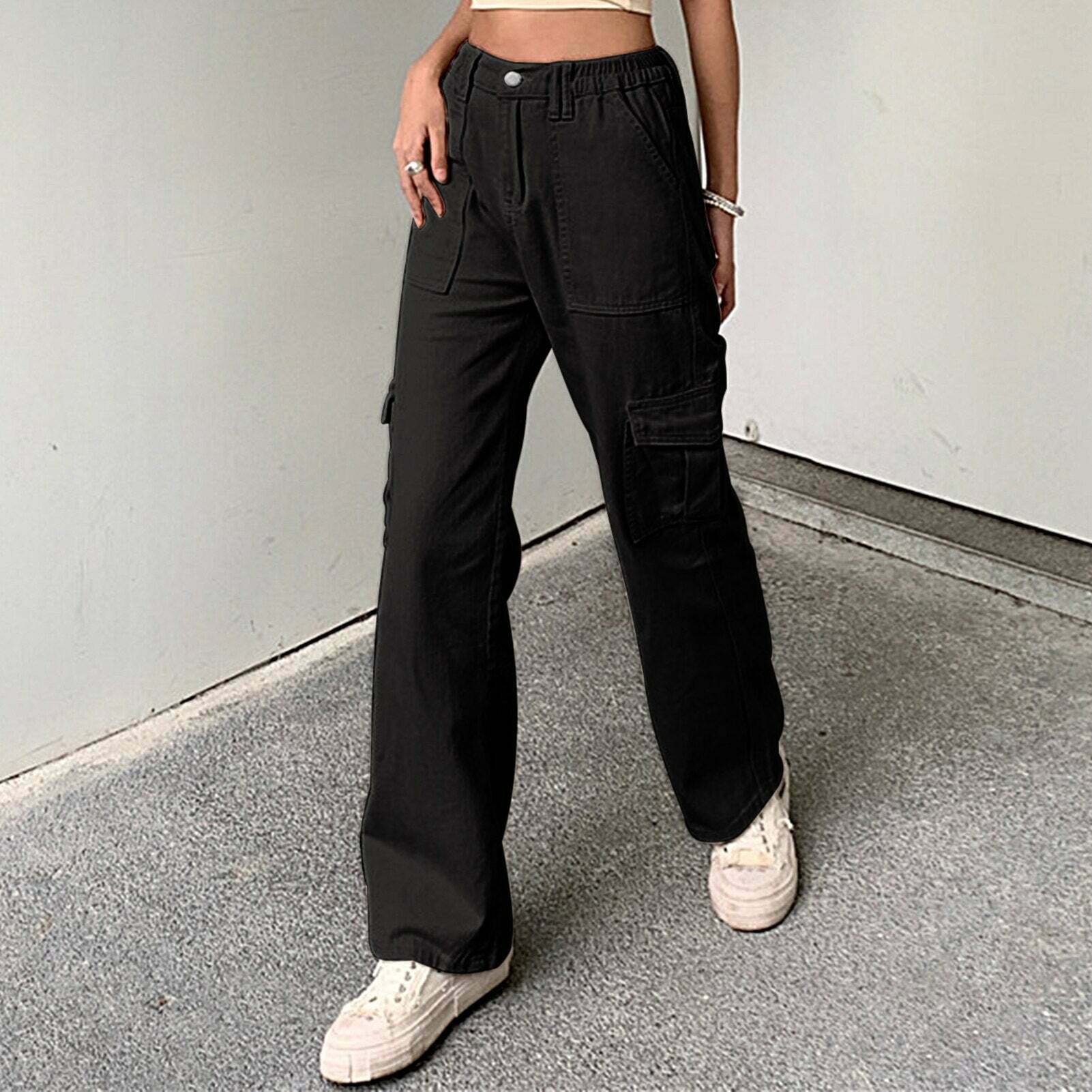 2024 Y2K Aesthetic Wide Leg Trousers - Comfy Vintage Style for Grunge & Coquette Looks