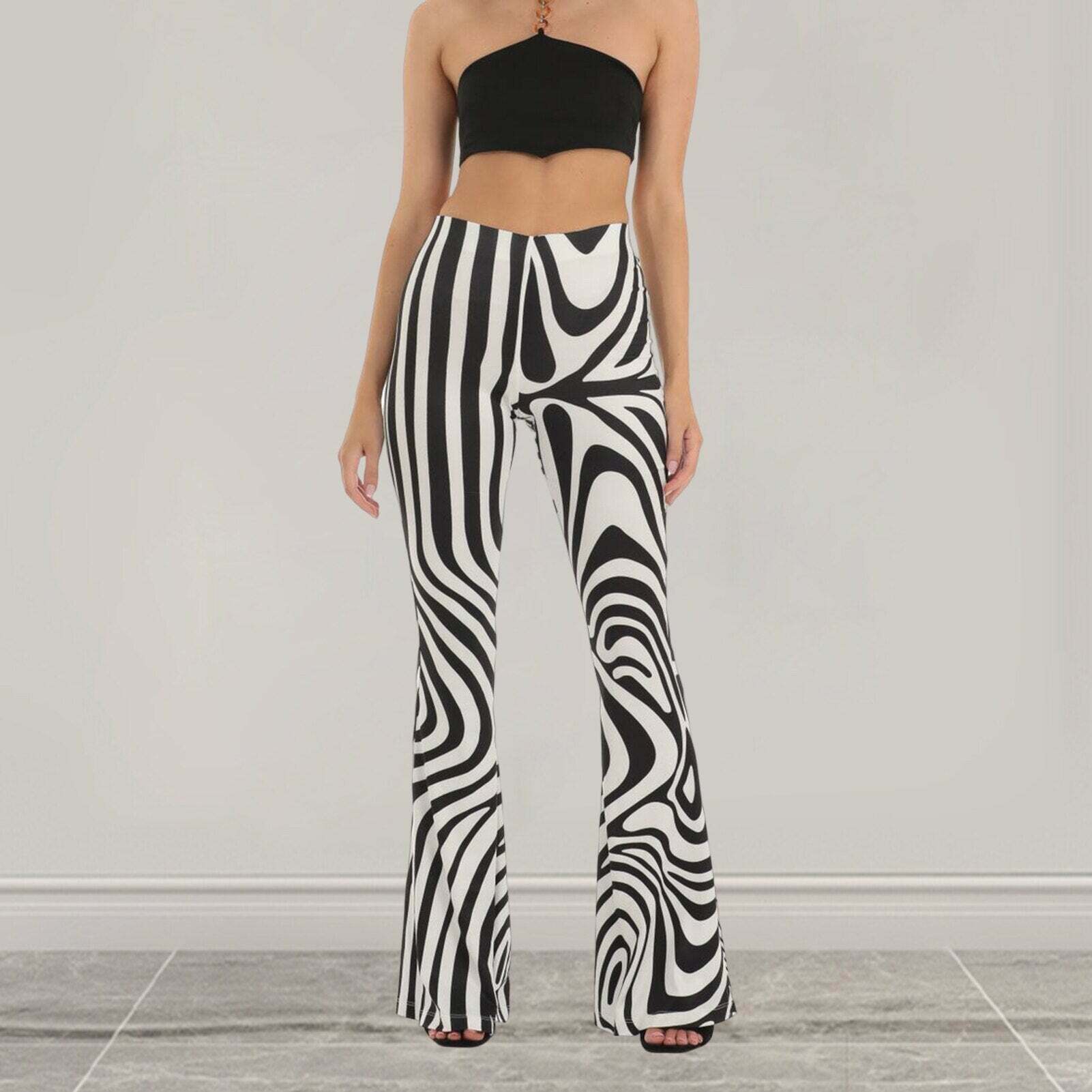 2024 Y2K Striped Zebra Print High Waist Pants - Trendy Grunge Aesthetic Bottoms