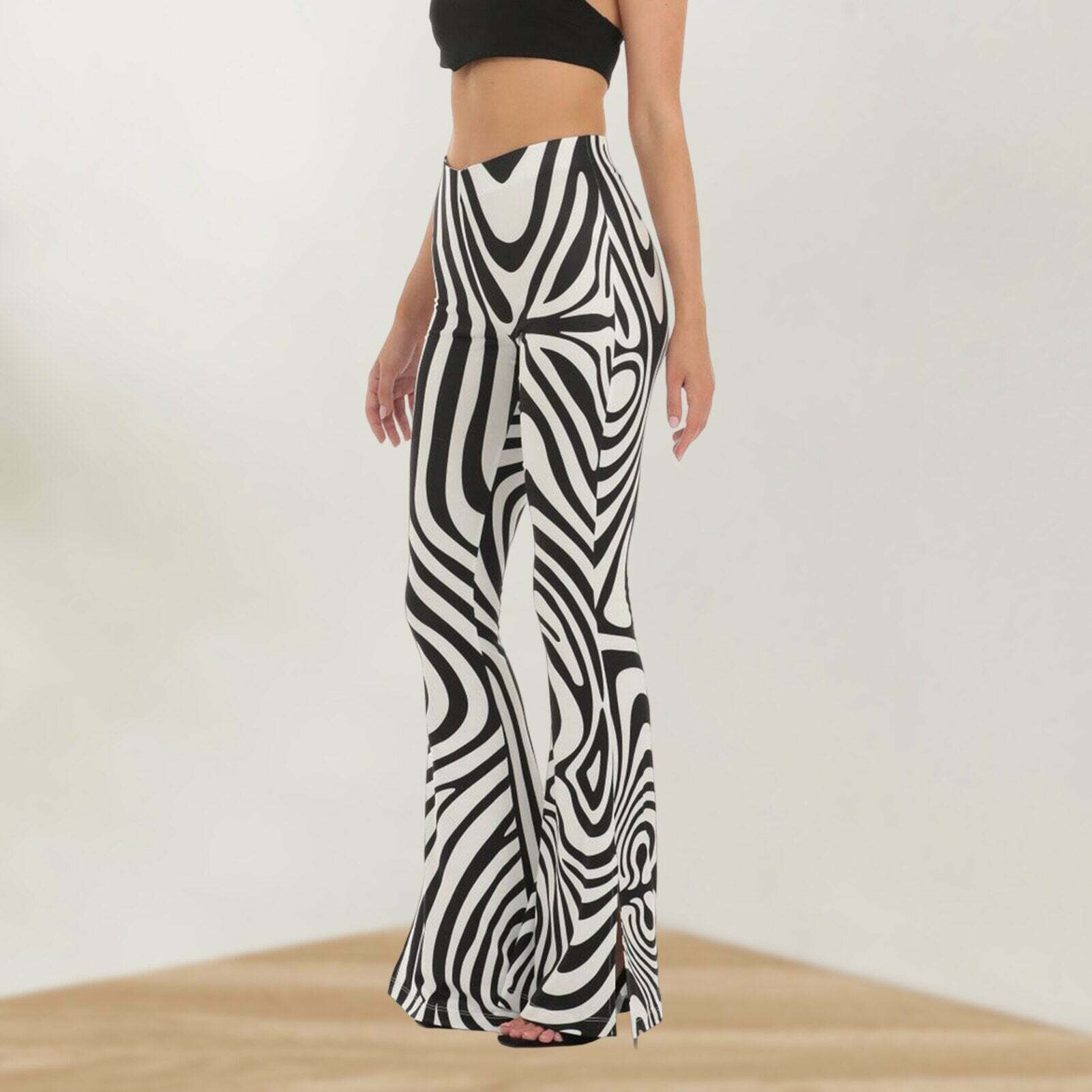 2024 Y2K Striped Zebra Print High Waist Pants - Trendy Grunge Aesthetic Bottoms