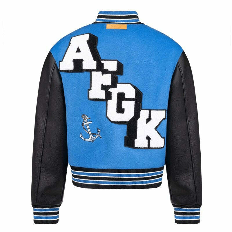 AFGK Blue Y2K Varsity Jacket - Retro 90s Grunge Outfit for Summer Parties & Clubbing