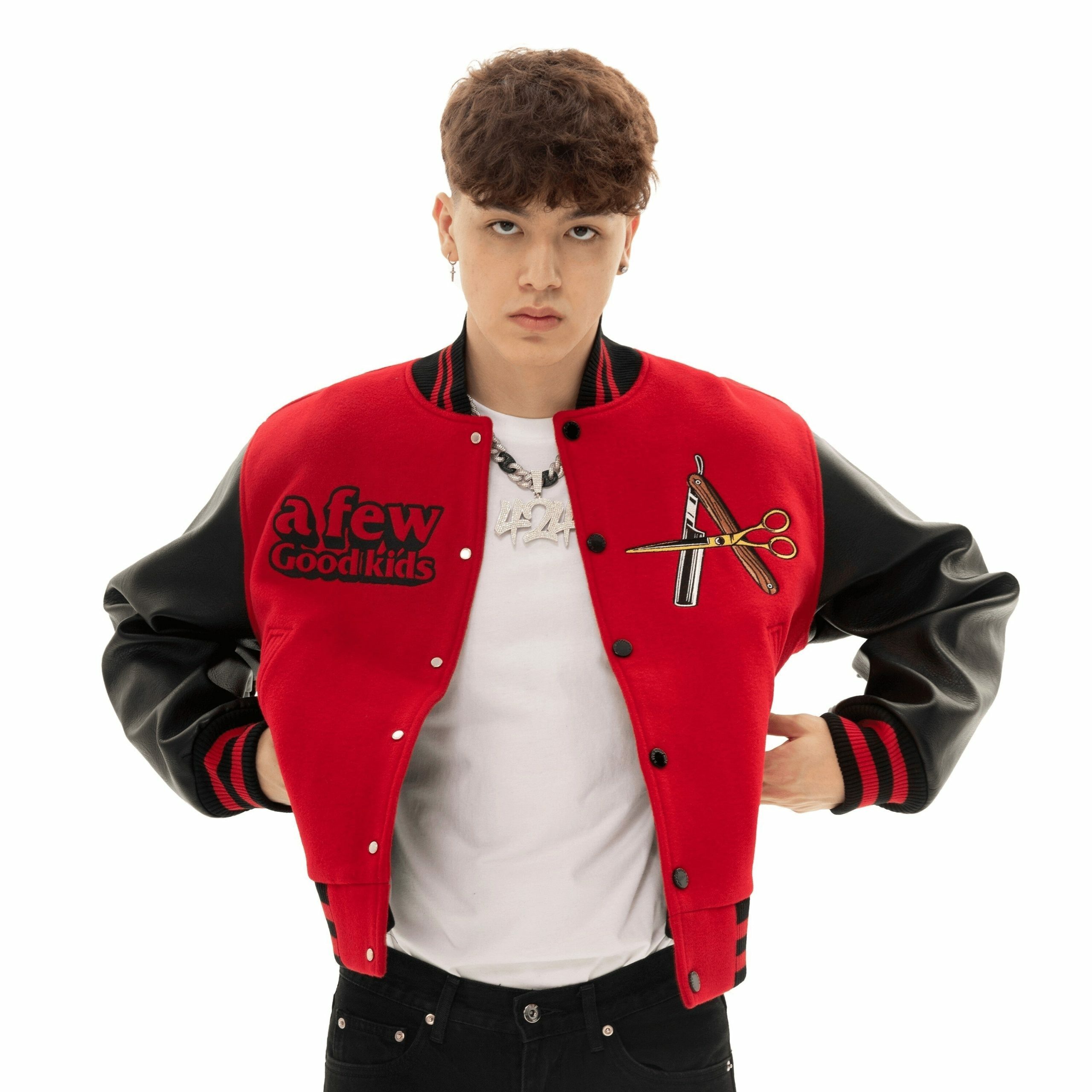 AFGK Red Varsity Jacket - Y2K Grunge Style for Summer, Retro 90s Party & Club Outfits