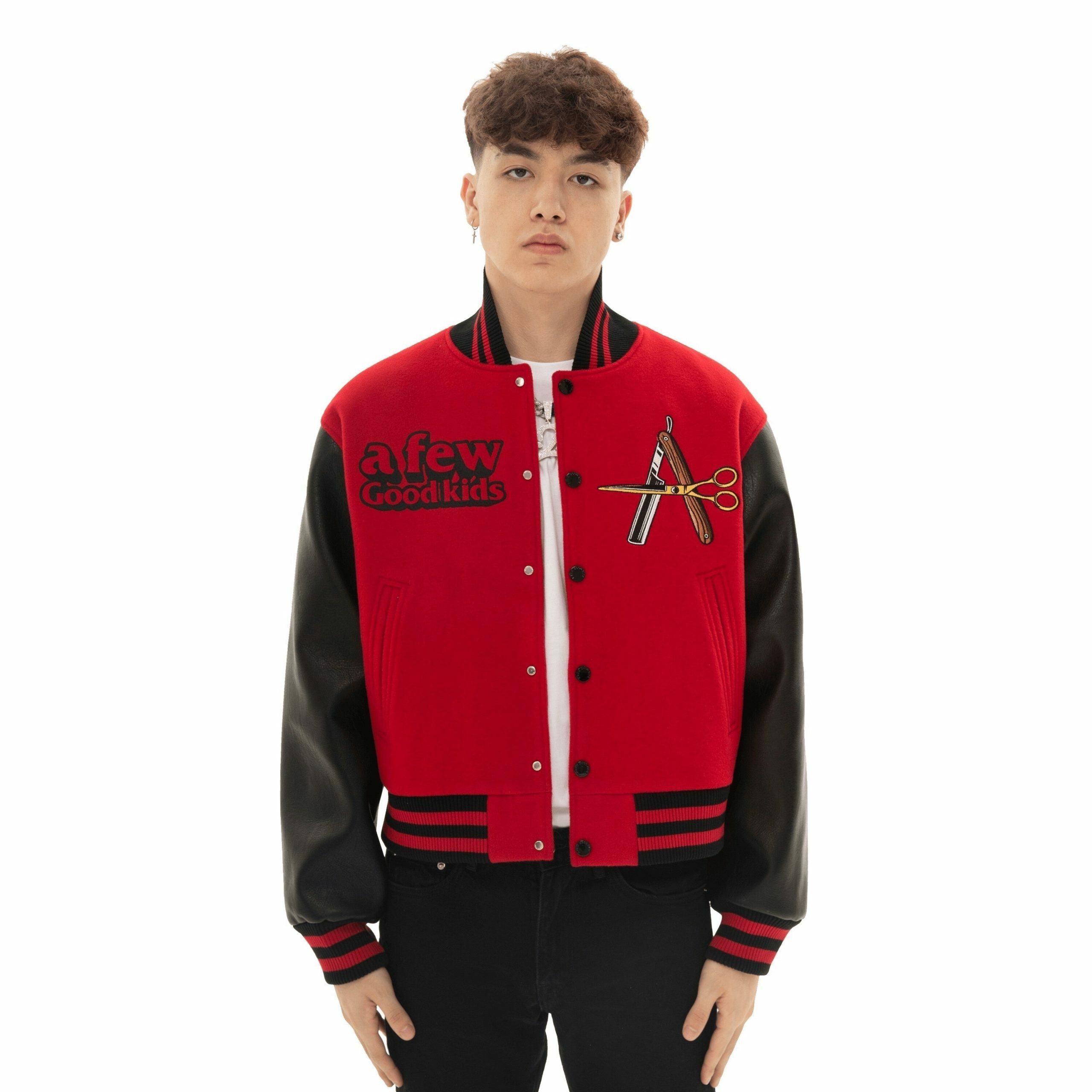 AFGK Red Varsity Jacket - Y2K Grunge Style for Summer, Retro 90s Party & Club Outfits