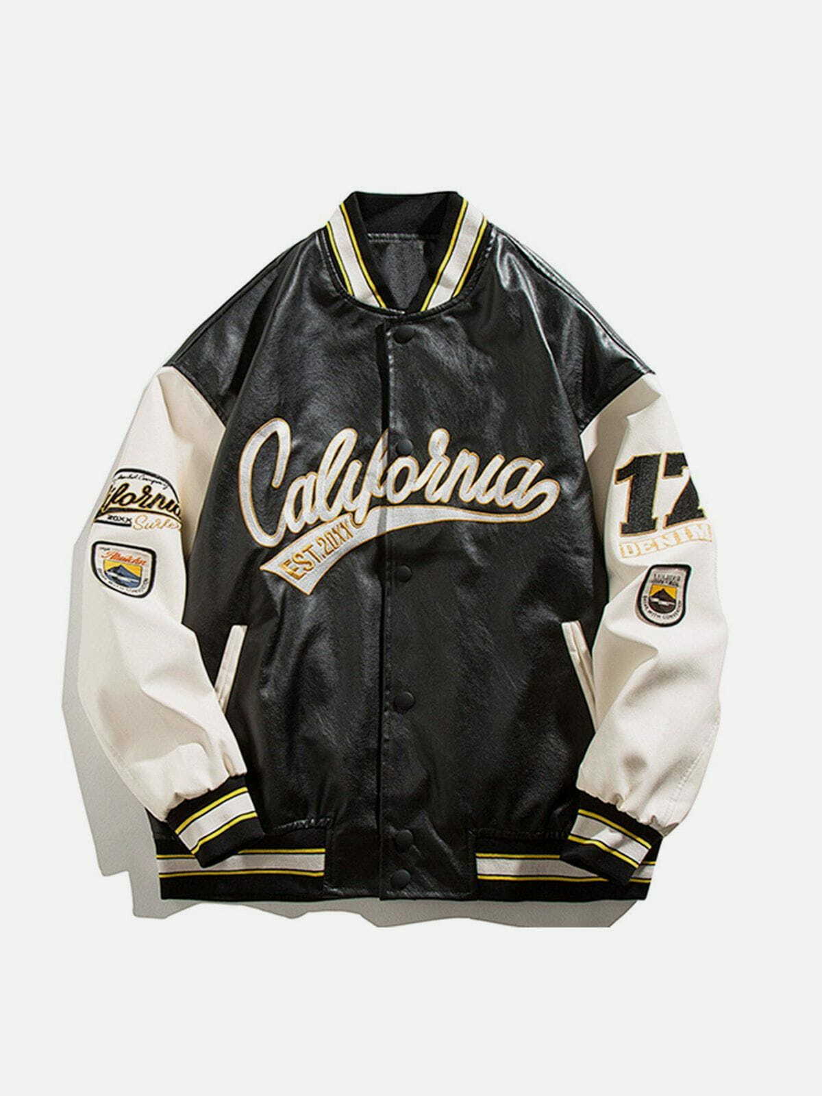 California Y2K Stitching Varsity Jacket - Retro 90s Grunge Summer Outfit Essential