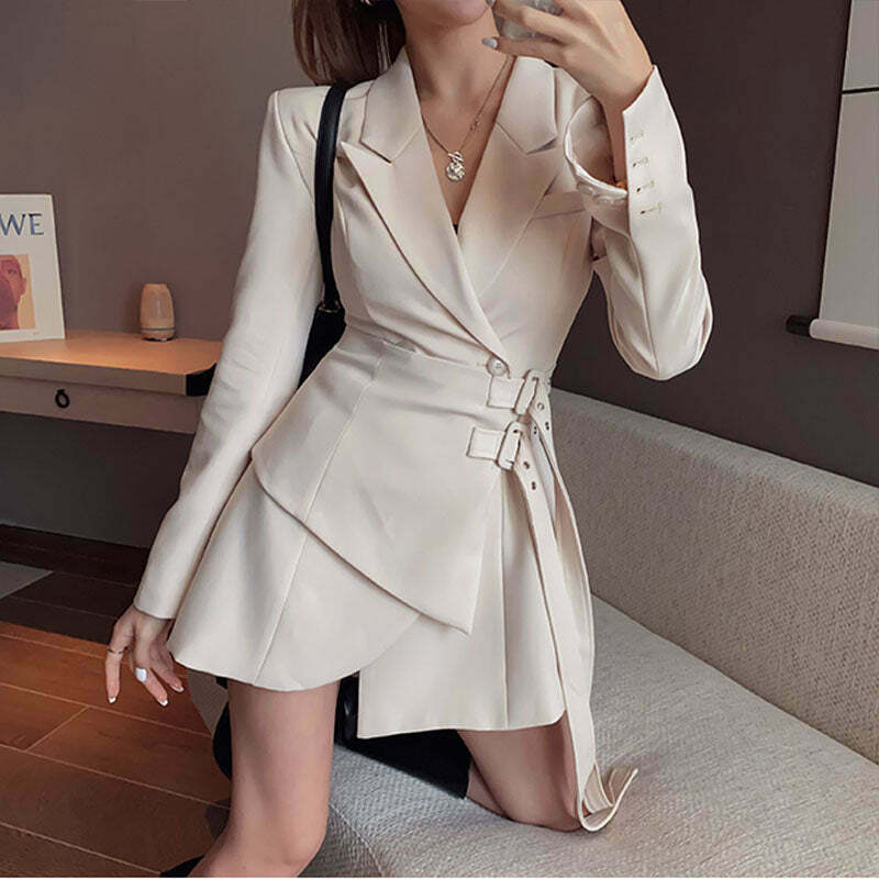 Chic Blazer Dress for Office Ladies - Stylish Mini Dress with Y2K and Coquette Aesthetic