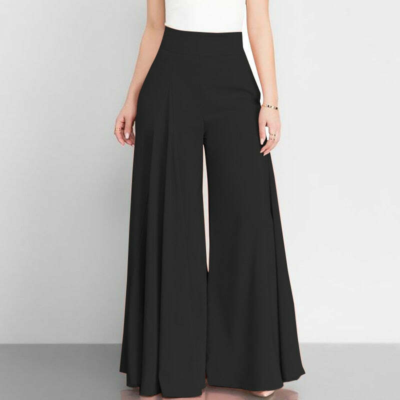 Chic Y2K High Waist Wide Leg Pants - Vintage Aesthetic, Grunge Style, and Coquette Vibes