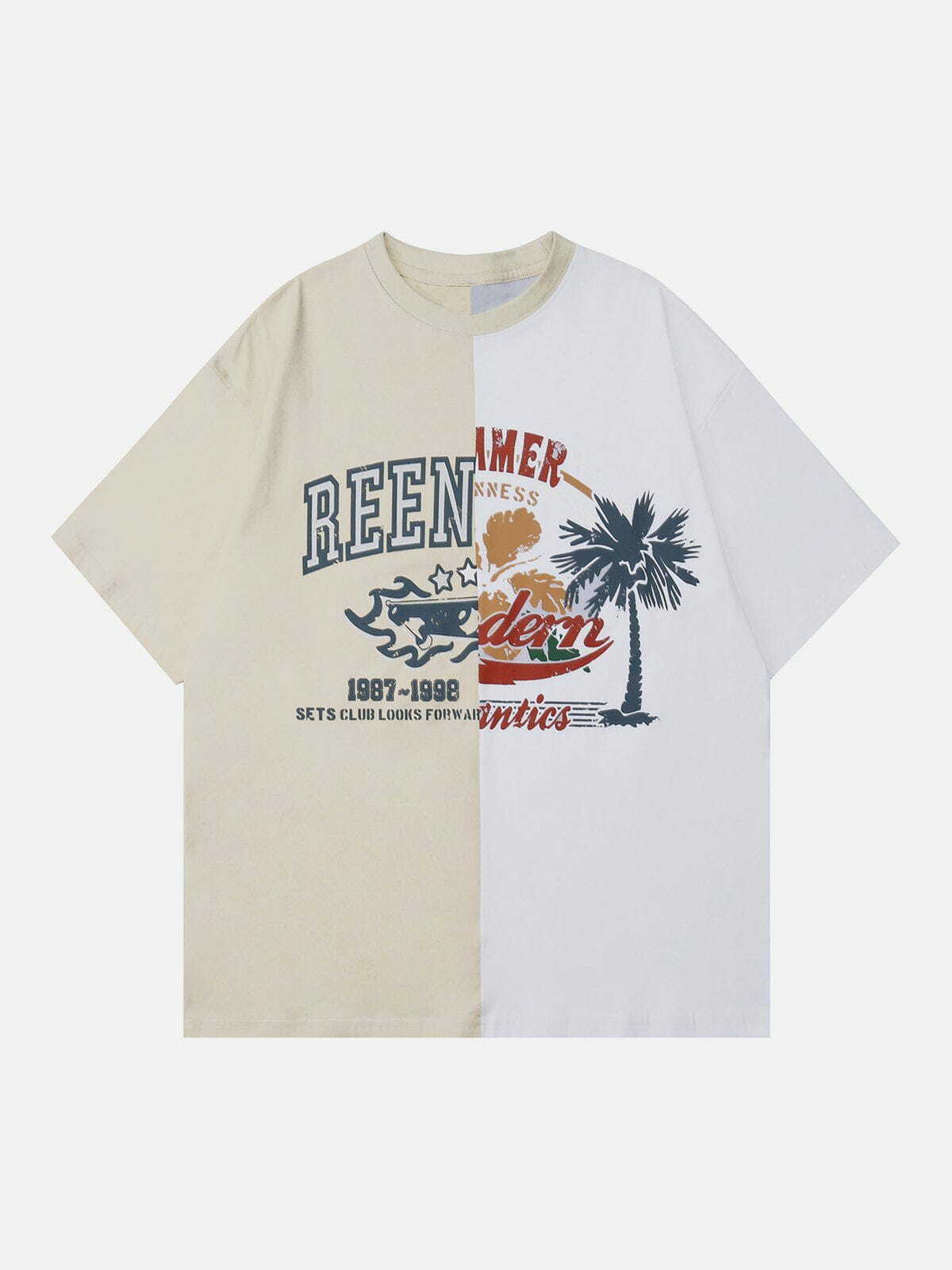 Coconut Tree Print Y2K Tee - Retro 90s Summer Outfit, Grunge Style Baby Tee for Women