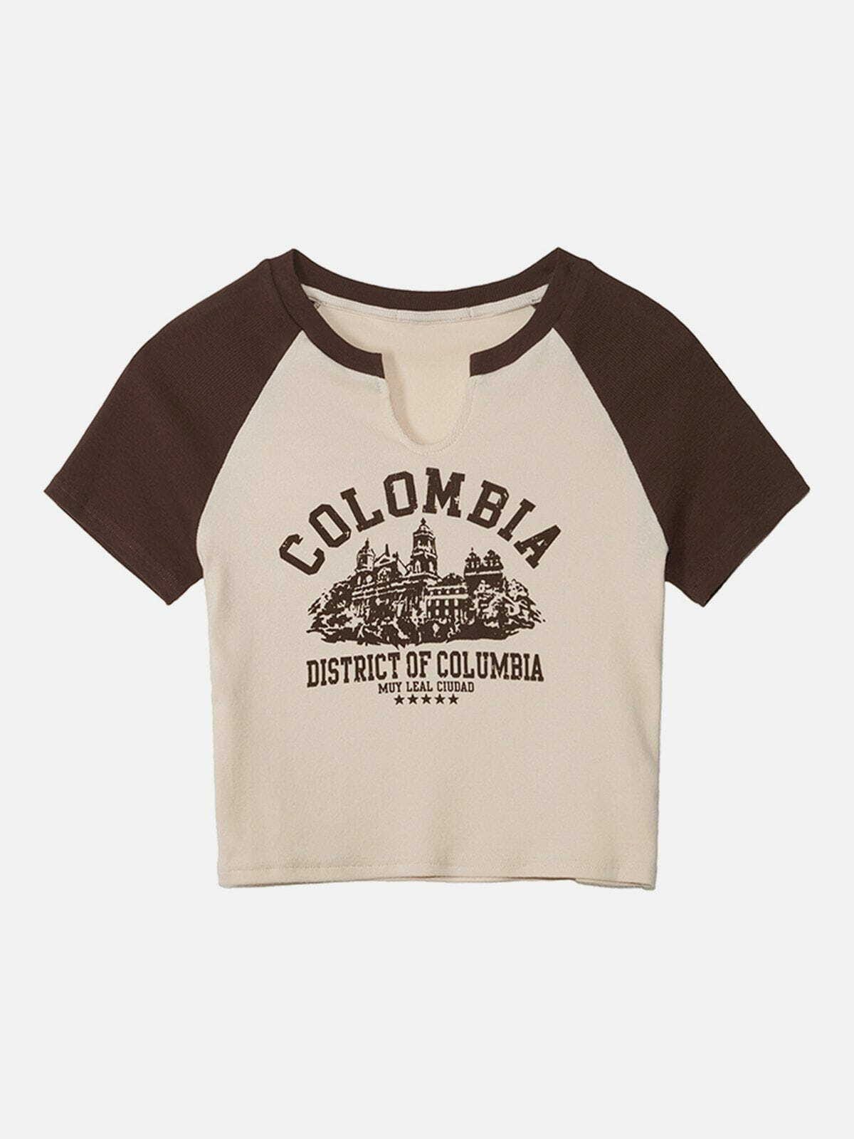 COLOMBIA' Print Vintage Y2K Tee - Retro 90s Grunge Summer Outfit for Y2K Fashion Lovers