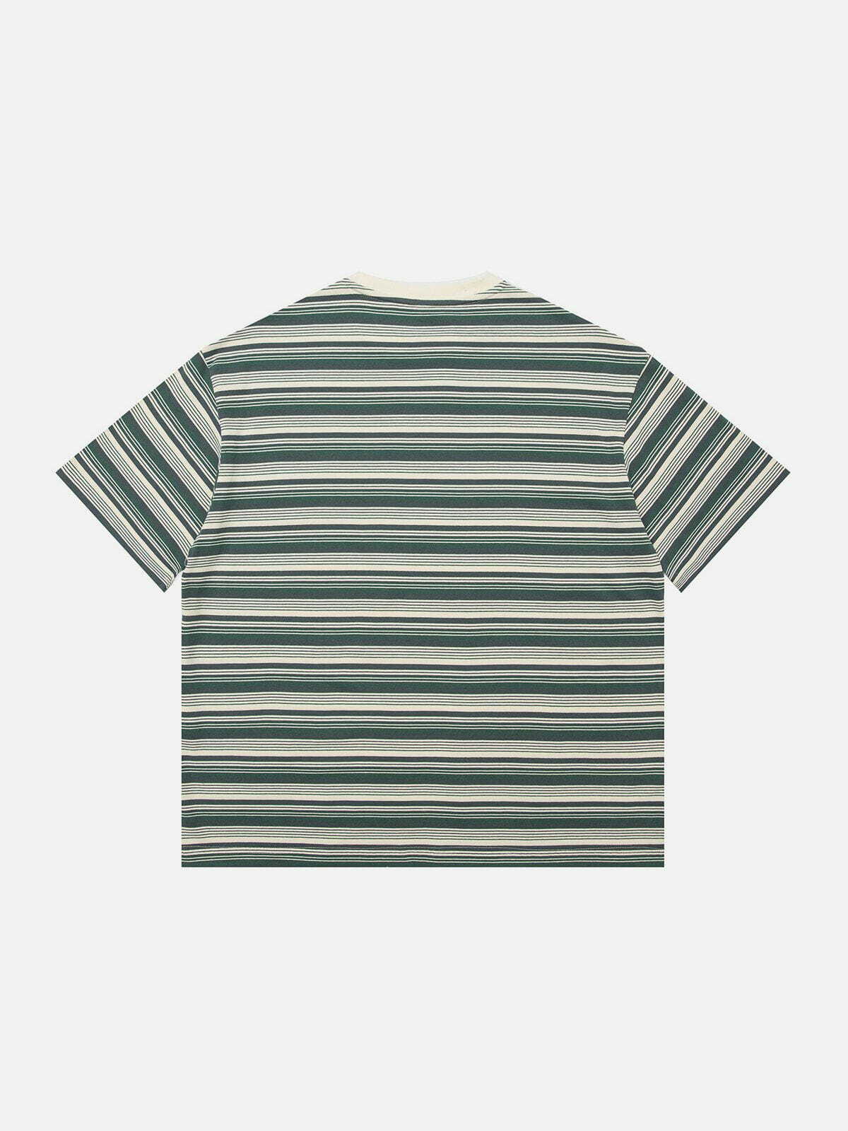 Color Clash Stripes Tee - Y2K Summer Outfit, 90s Grunge Style, Retro Fashion Top