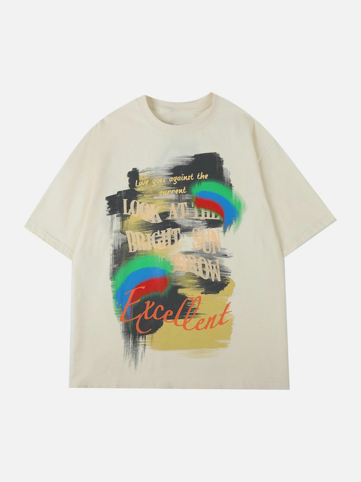 Colorful Graffiti Letter Print Y2K Tee - Retro 90s Grunge Summer Outfit Essential