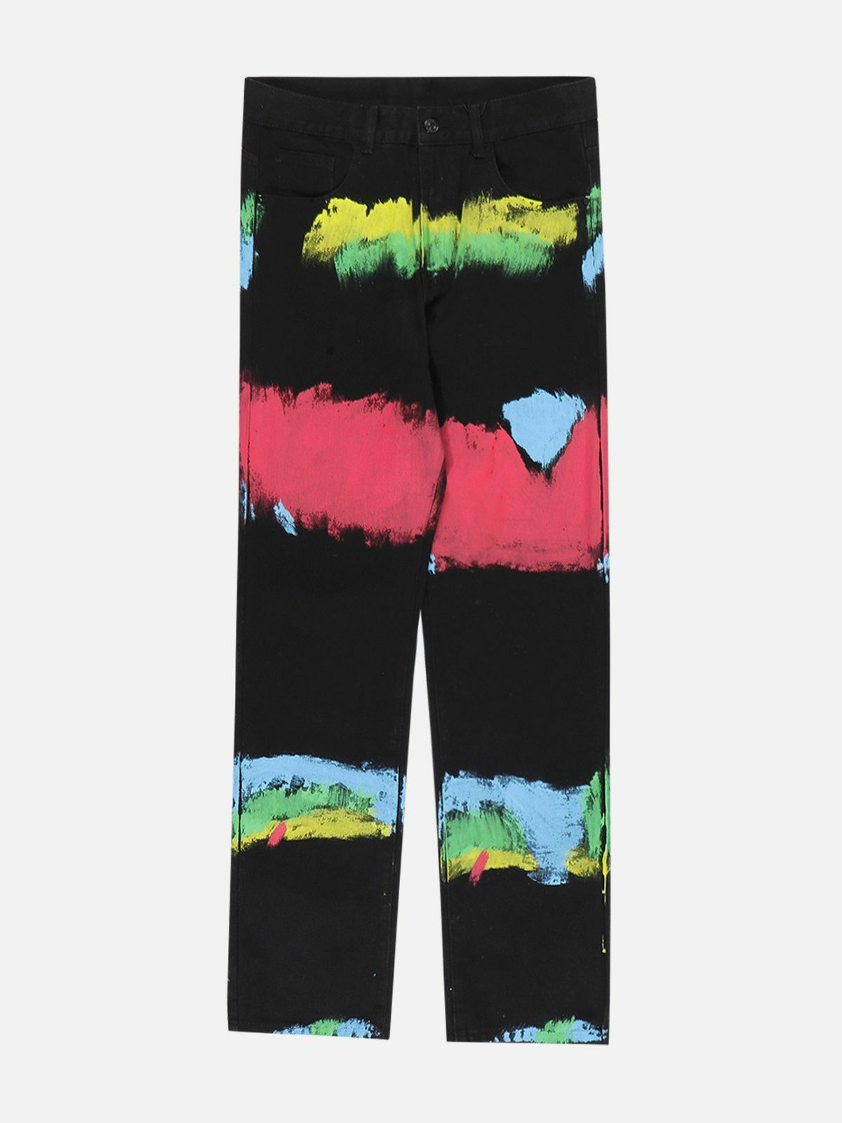 Colorful Ink Graffiti Y2K Jeans - Retro 90s Grunge Outfit for Summer Parties & Festivals