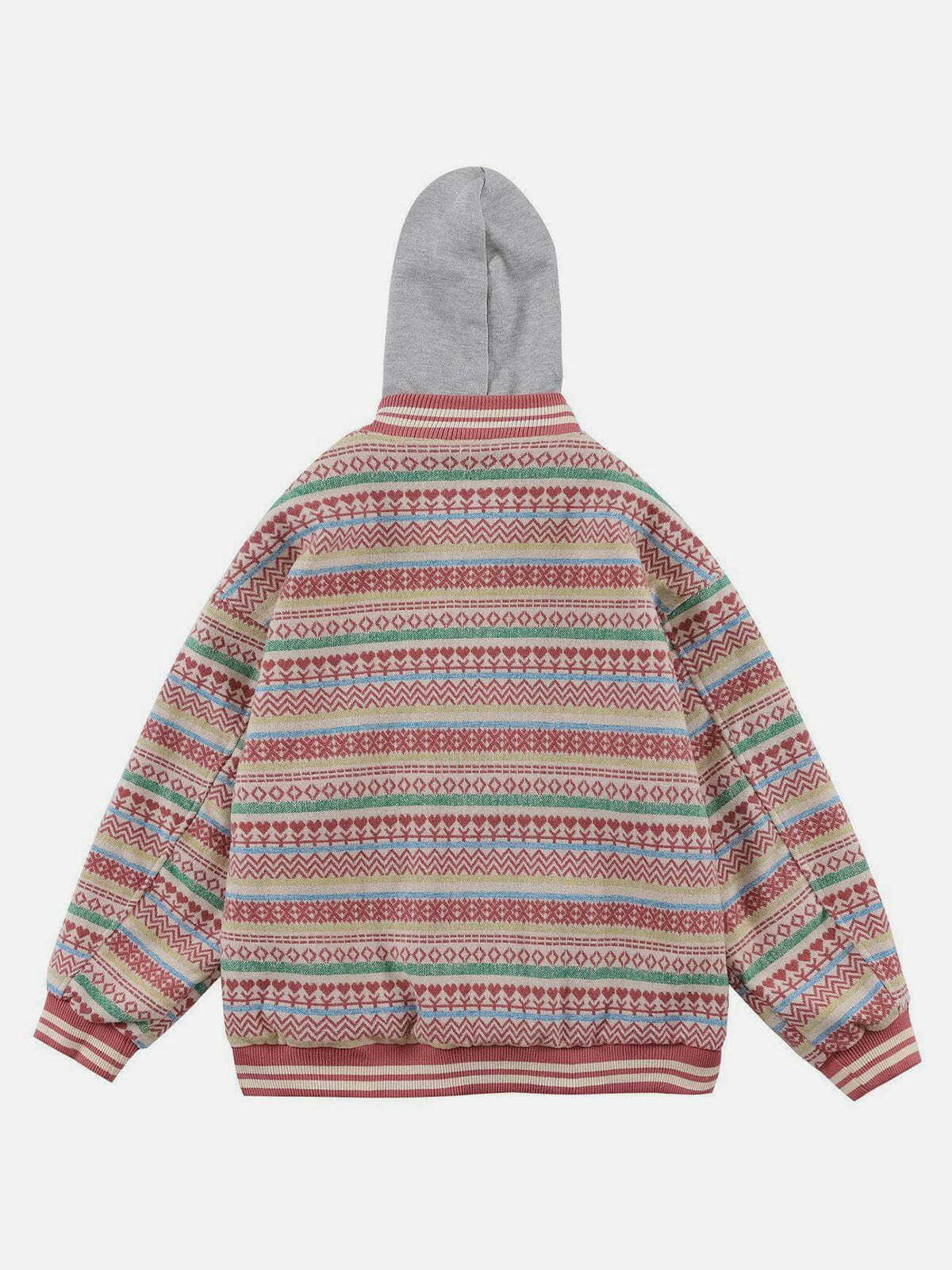 Colorful Y2K Knit Hoodie - Retro 90s Grunge Style for Summer Outfits & Party Looks