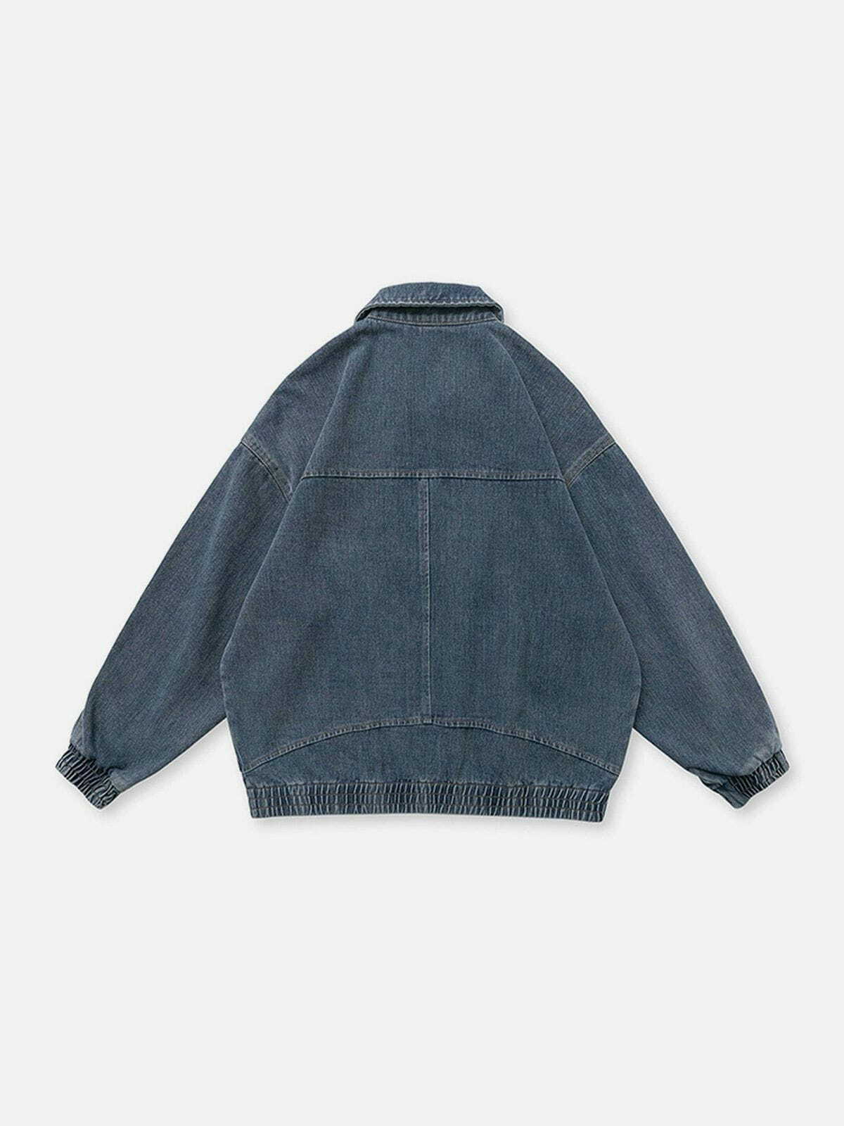 Distressed Solid Color Denim Jacket - Y2K Grunge Fashion Essential for Summer Outfits