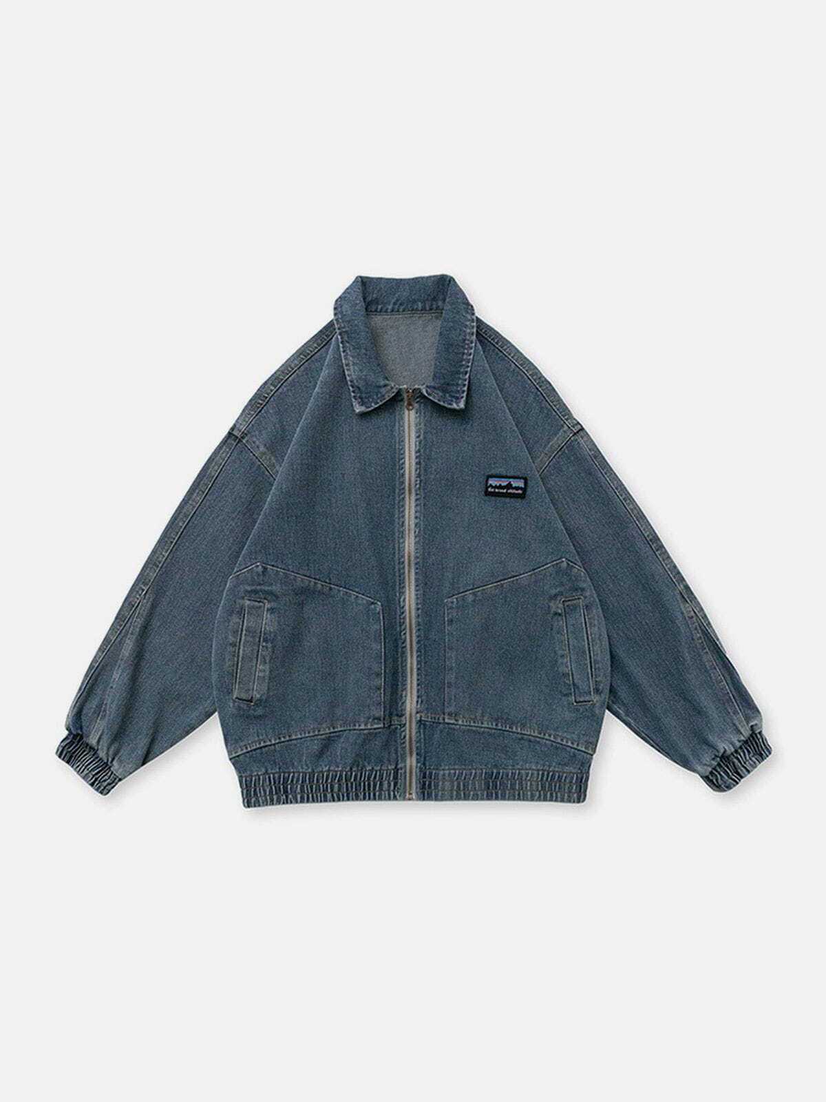 Distressed Solid Color Denim Jacket - Y2K Grunge Fashion Essential for Summer Outfits