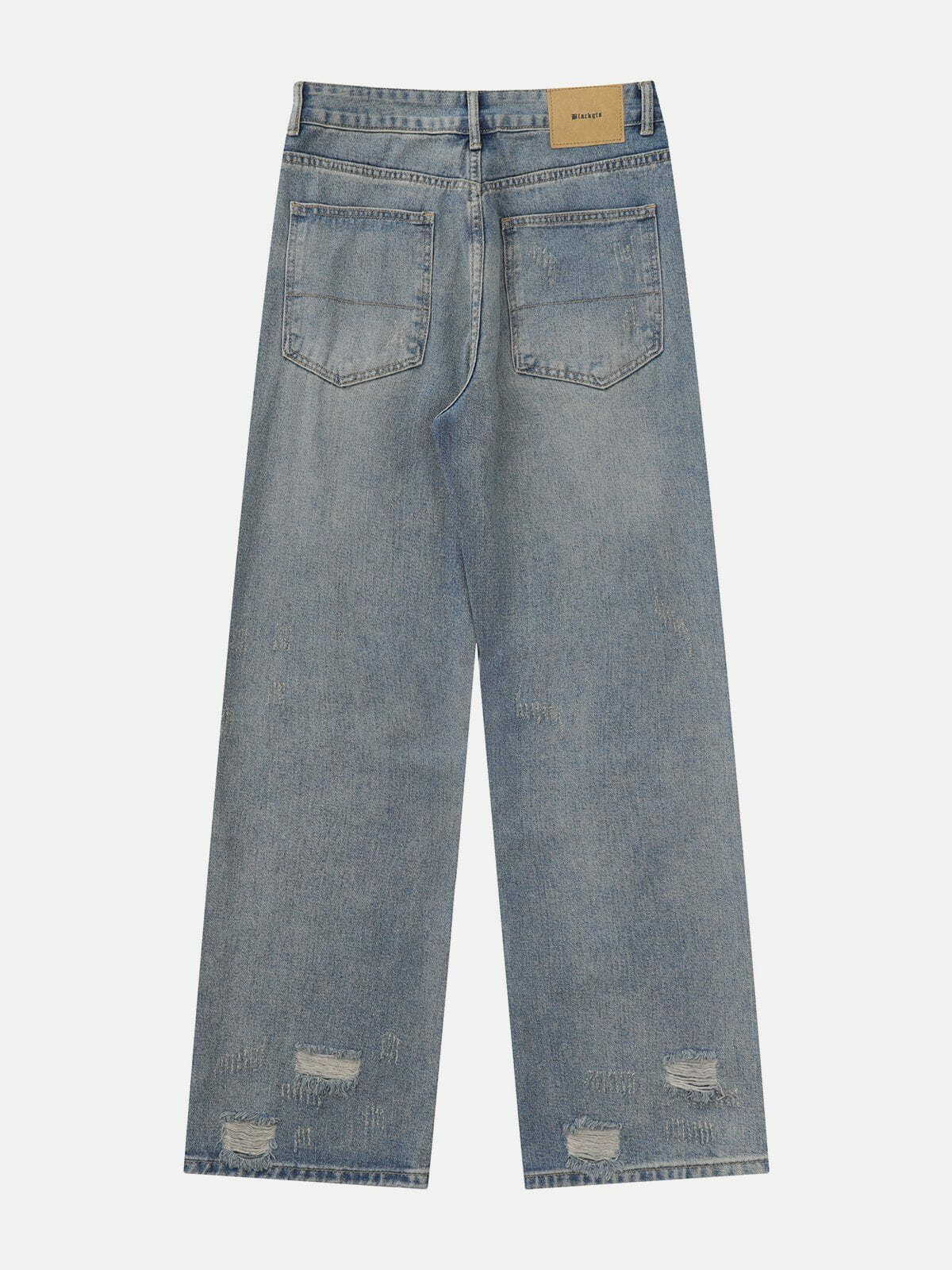 Distressed Washed Cotton Jeans - Y2K Grunge Style for Summer Outfits & 90s Fashion Vibes