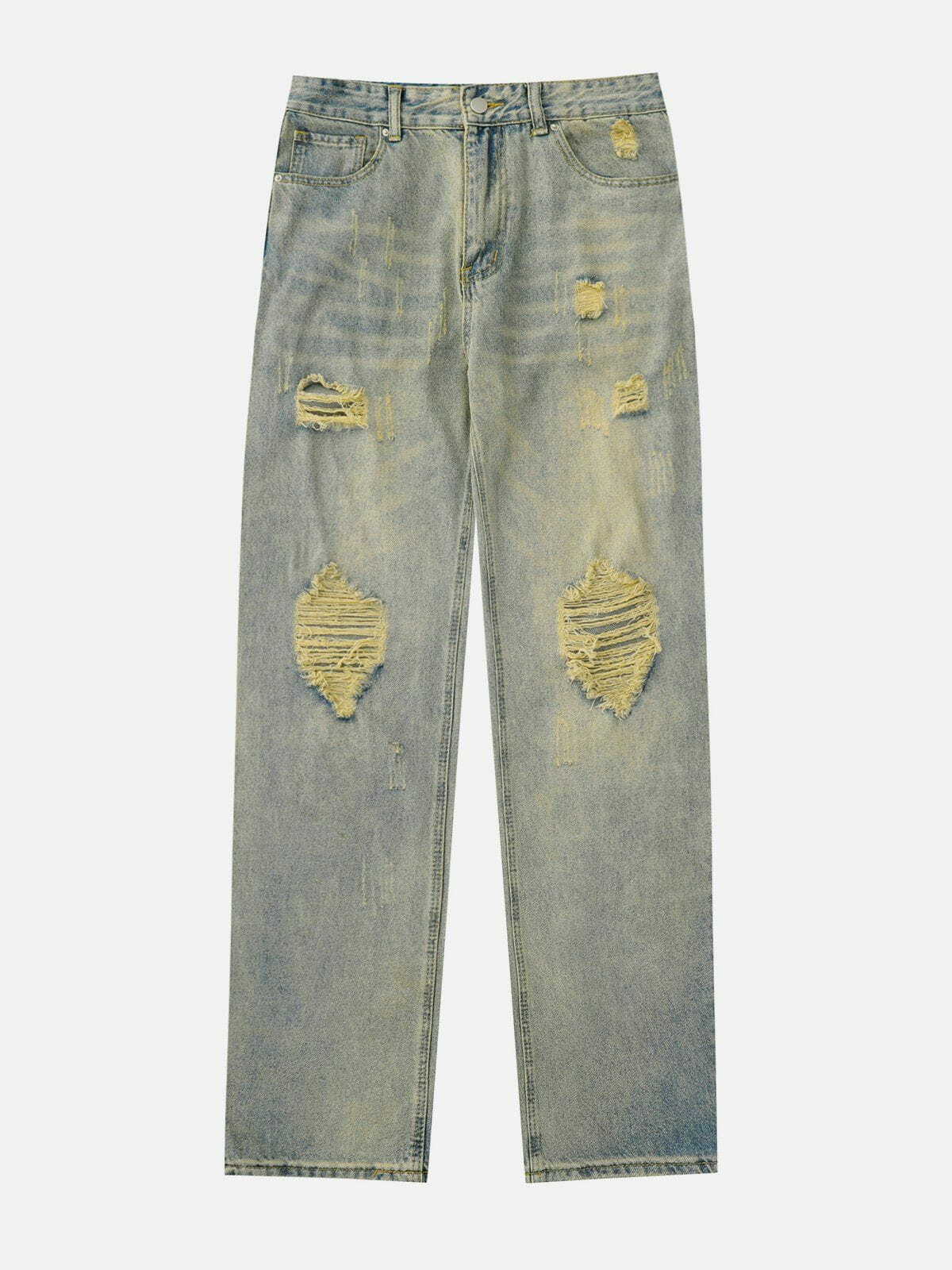 Distressed Washed Y2K Jeans - Retro 90s Grunge Outfit for Summer Parties & Casual Looks