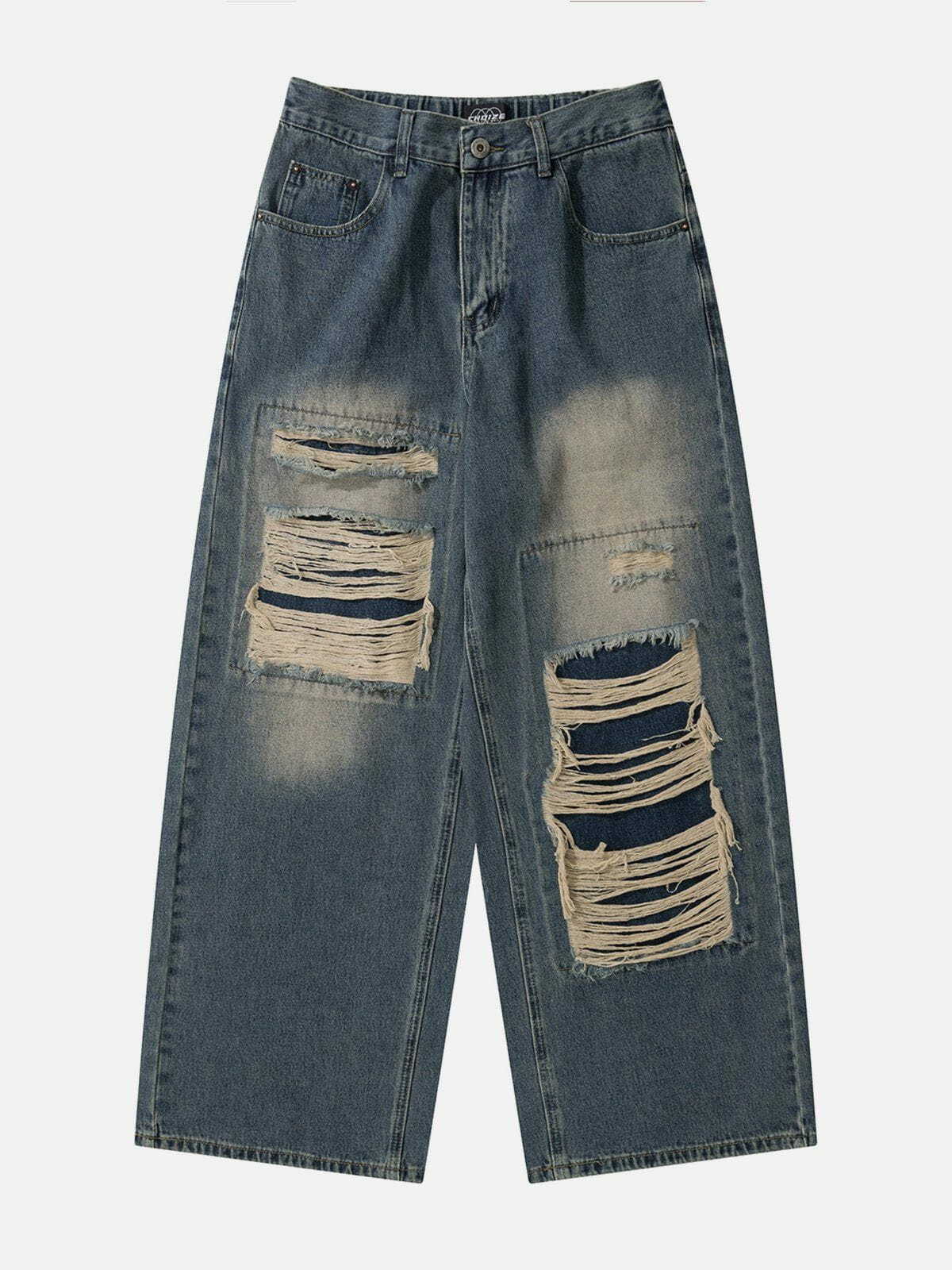 Distressed Y2K Jeans: Retro 90s Grunge Outfit for Summer Parties & Casual Looks