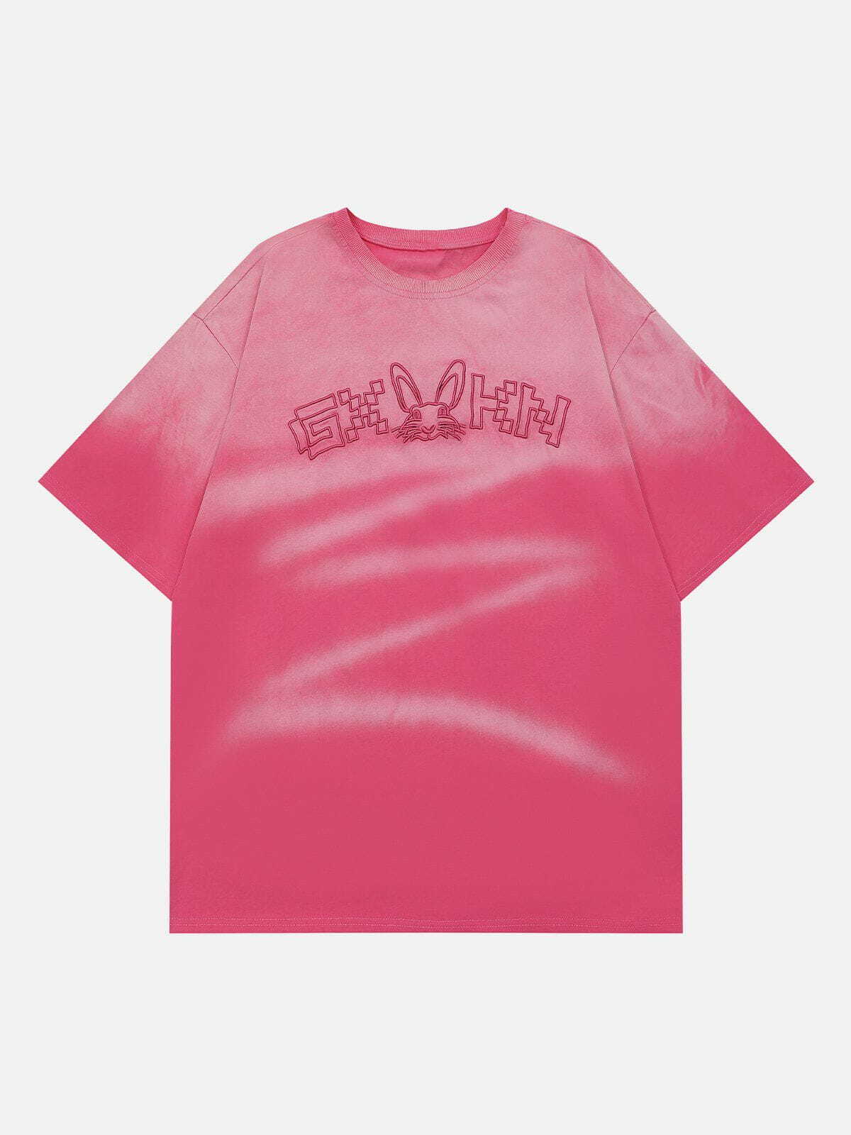 Embroidered Gradient Tee - Y2K Summer Outfit, 90s Grunge Style, Retro Fashion Top