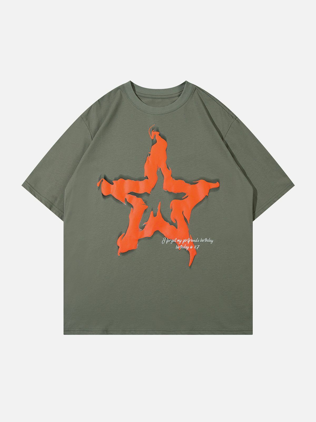 Flame Star Print Y2K Baby Tee - Retro 90s Grunge Summer Outfit for Y2K Vibes