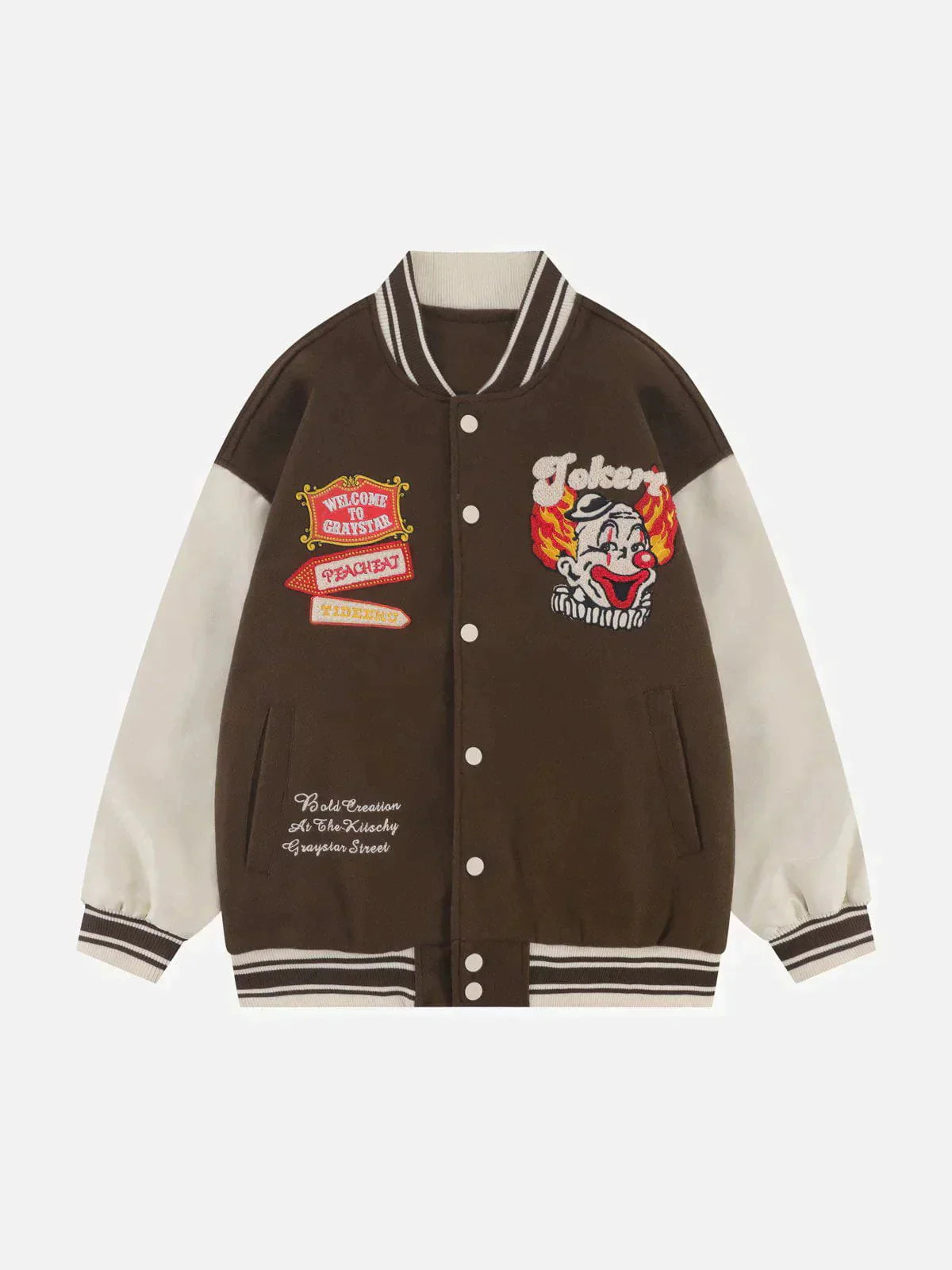 Flocked Carousel Y2K Varsity Jacket - Retro 90s Grunge Outfit for Summer Parties