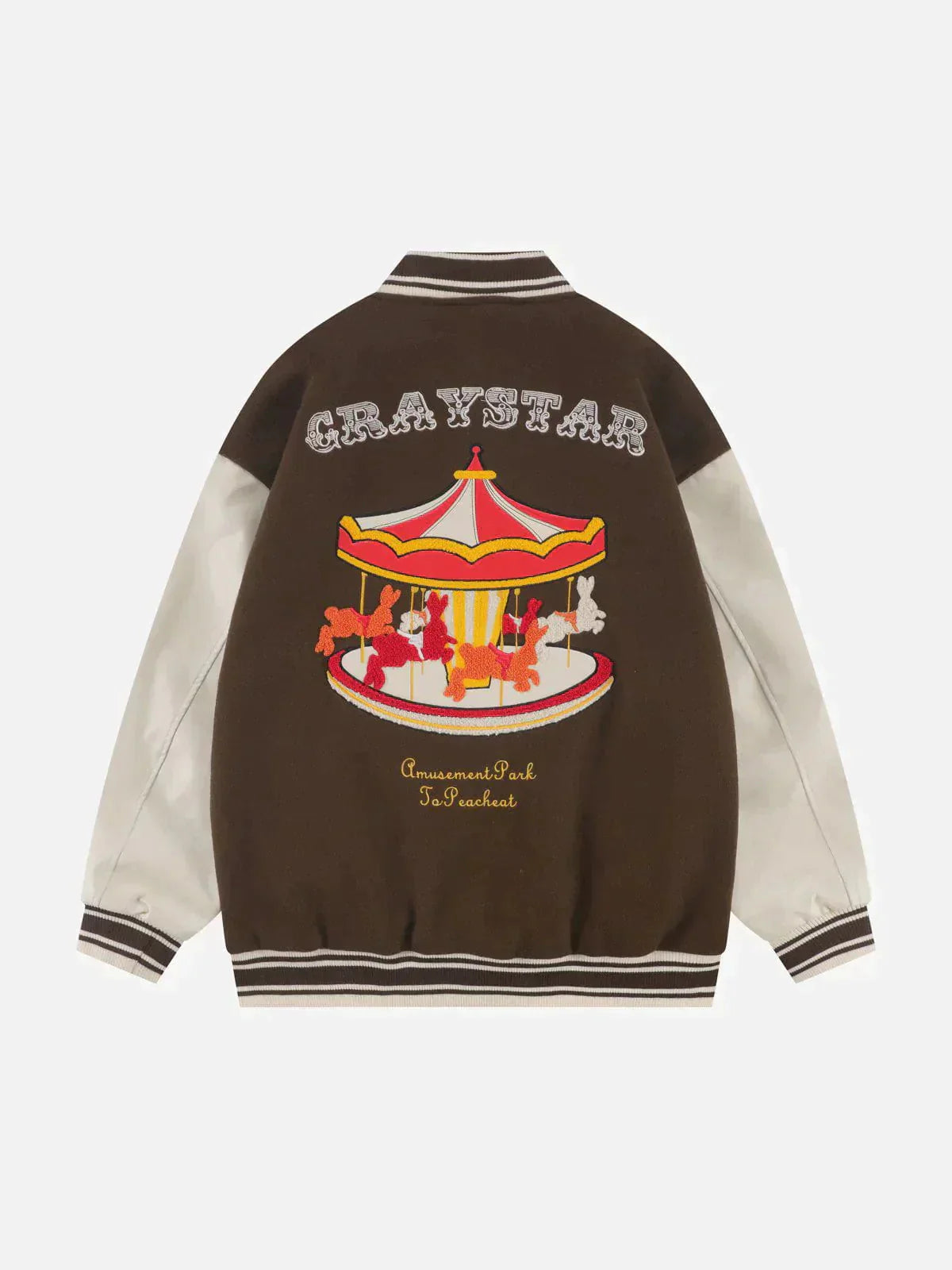 Flocked Carousel Y2K Varsity Jacket - Retro 90s Grunge Outfit for Summer Parties