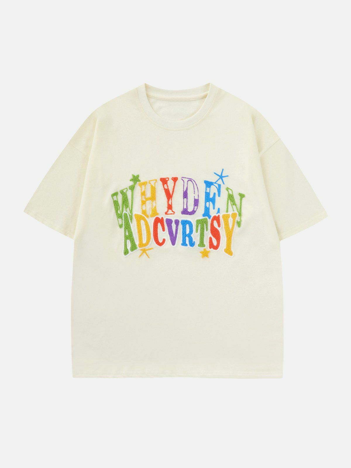 Flocked Color Letter Tee - Y2K Grunge Summer Outfit, Retro 90s Style Top for Parties