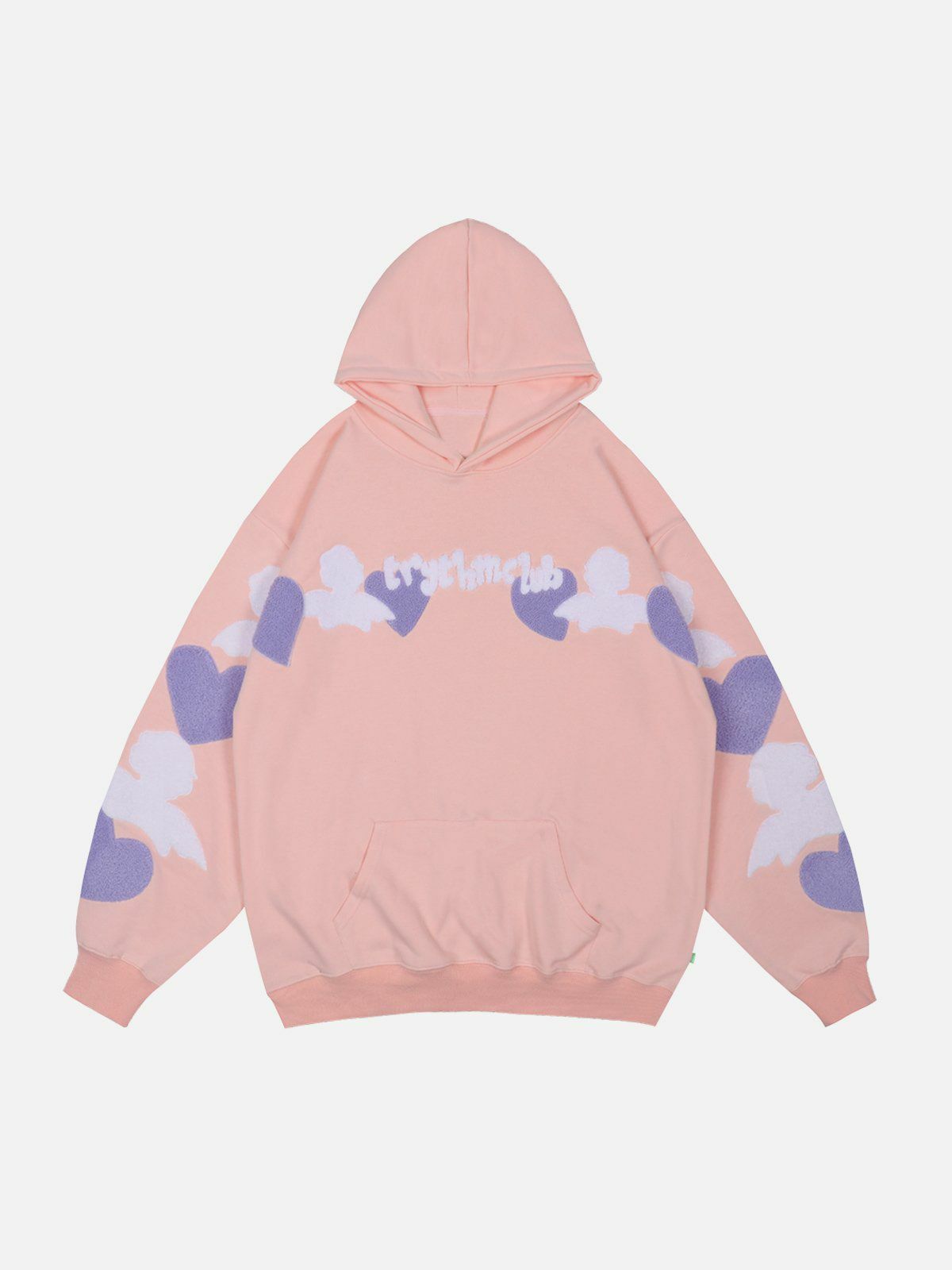 Flocked Heart Hoodie - Y2K Grunge Outfit, Retro 90s Fashion, Summer Party Essential