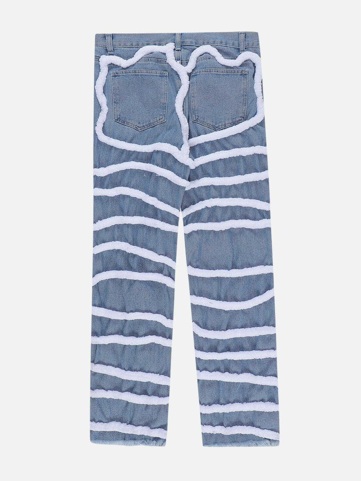 Flocked Line Design Y2K Jeans - Retro 90s Grunge Outfit for Summer Parties & Clubbing