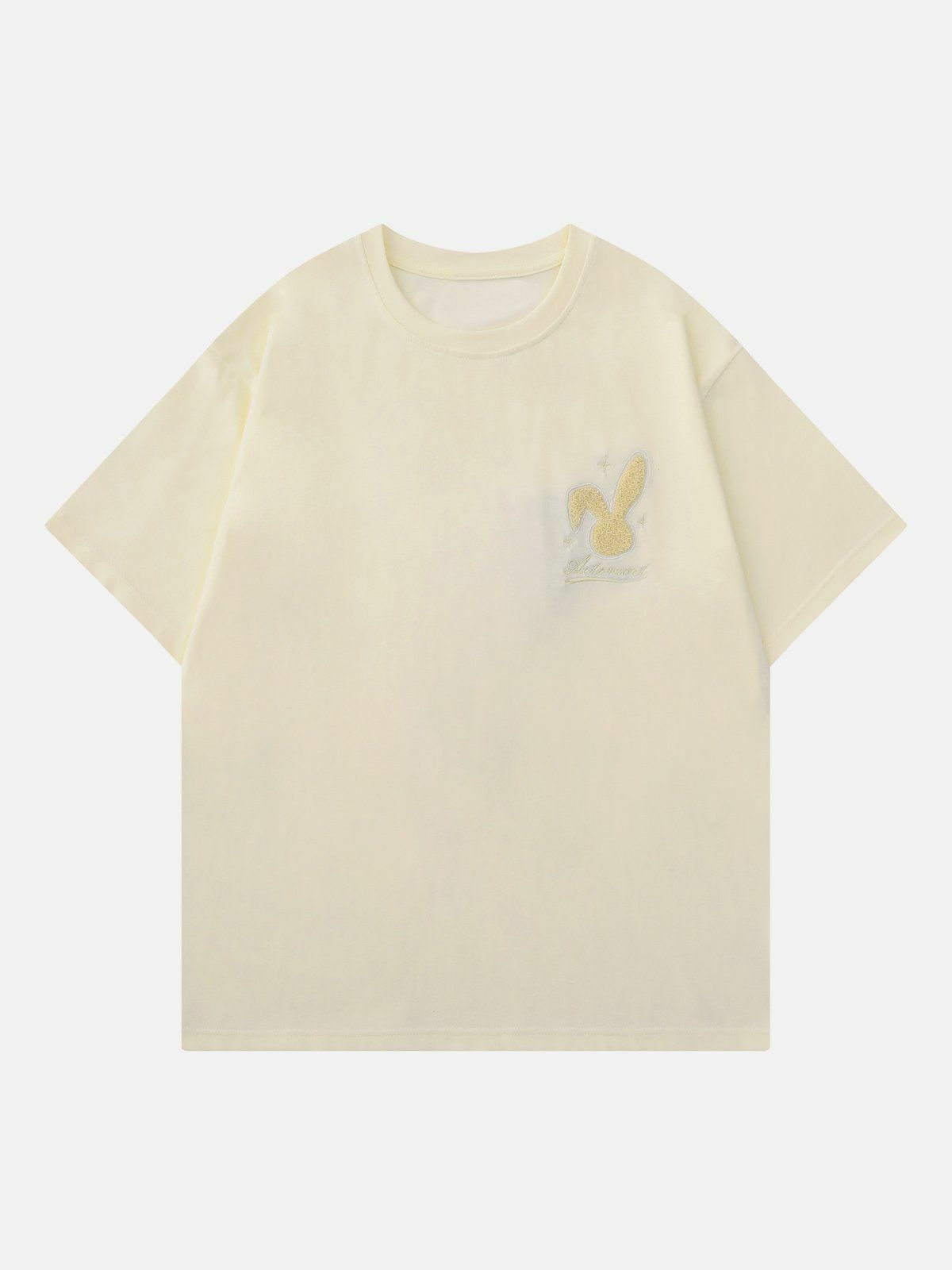 Flocked Rabbit Print Y2K Baby Tee - Retro 90s Grunge Summer Outfit for Women