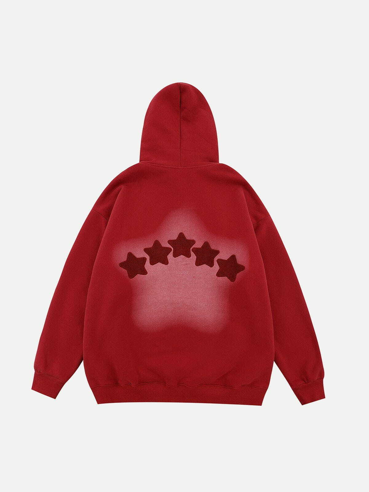 Flocked Star Embroidery Hoodie - Y2K Grunge Style for Summer Parties & Retro 90s Vibes