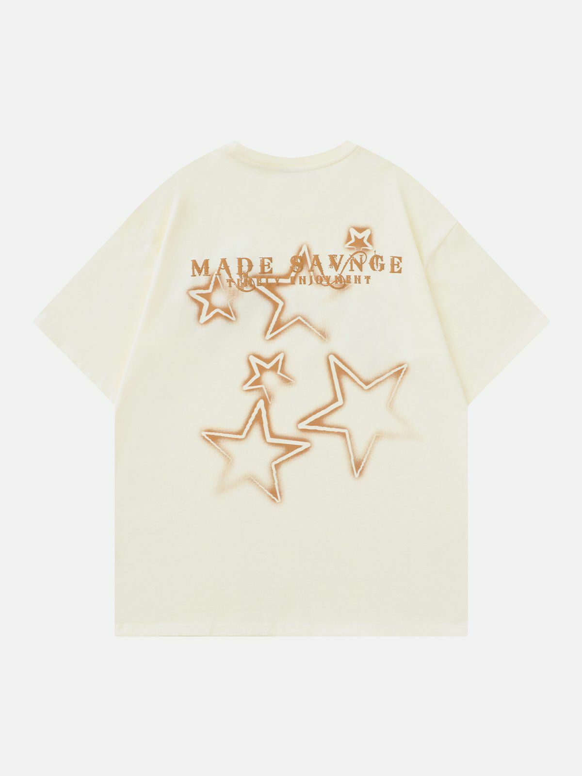 Flocked Star Letter Tee - Y2K Grunge Top for Summer, 90s Party & Retro Style Outfits