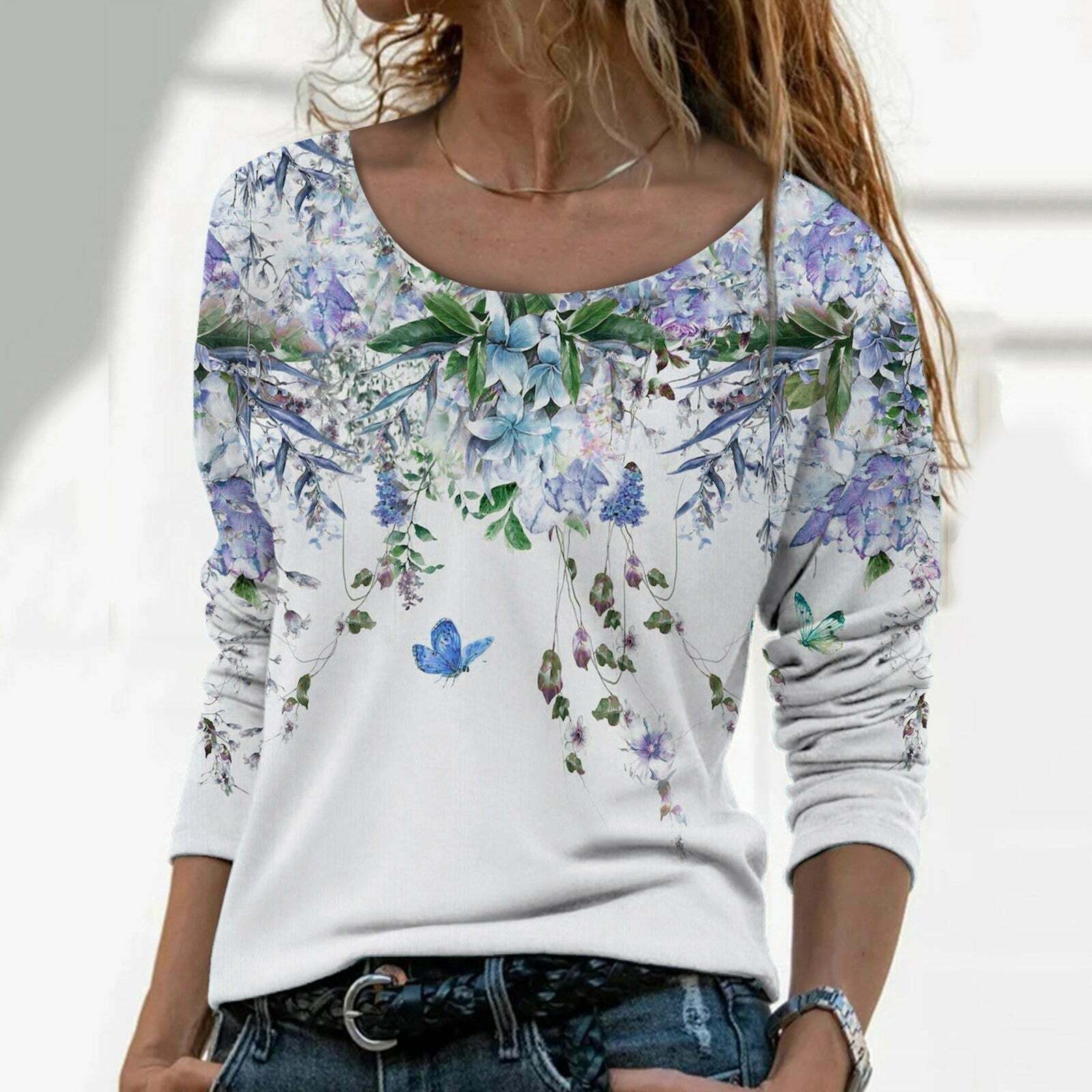 Floral Scenery Long Sleeve Tee - Y2K Aesthetic Cute Top for Coquette & Grunge Styles