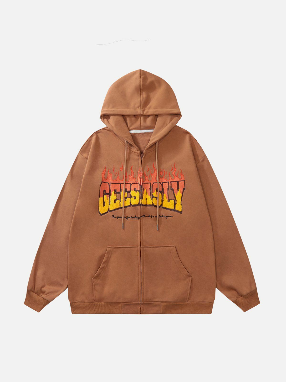 GEESASLY' Y2K Flame Print Hoodie - Retro Grunge Summer Outfit for 90s Party Vibes