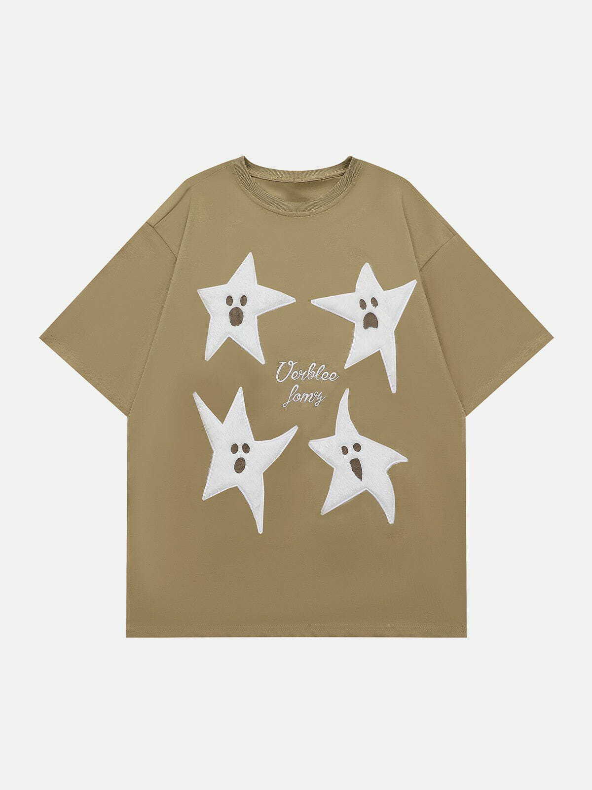 Ghost Star Print Y2K Tee - Retro 90s Grunge Top for Summer Parties & Outfits