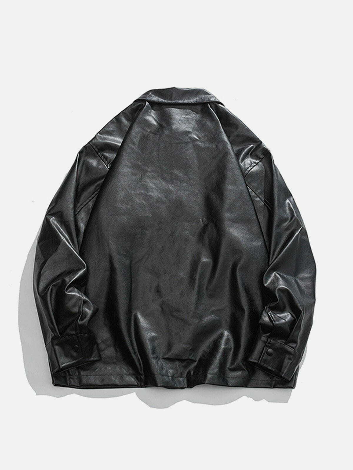 Gothic Letter Print Y2K Leather Jacket - Retro Grunge Style for 90s Party Outfits