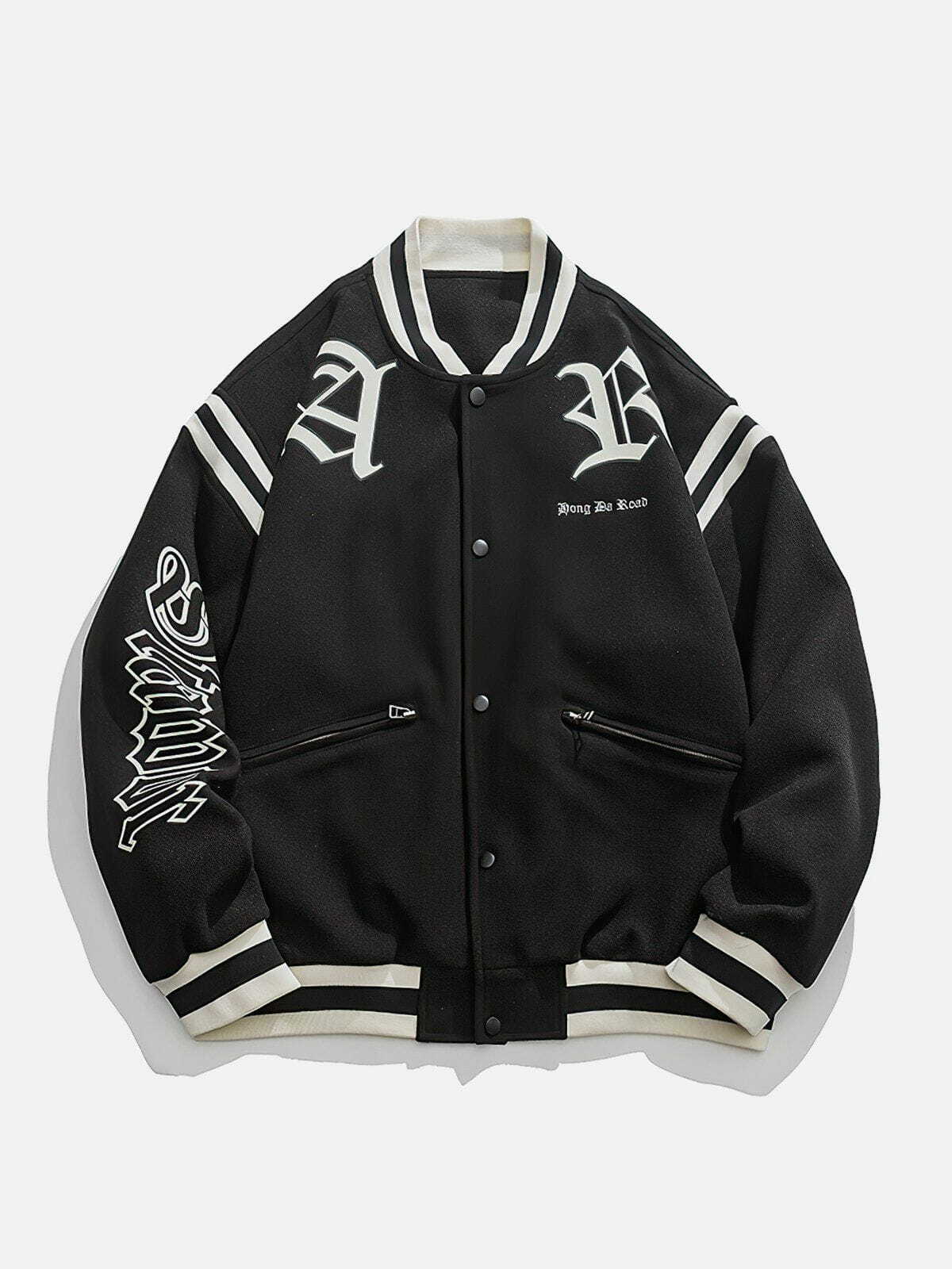 Gothic Letters Y2K Varsity Jacket - Retro 90s Grunge Style for Summer Parties & Outfits