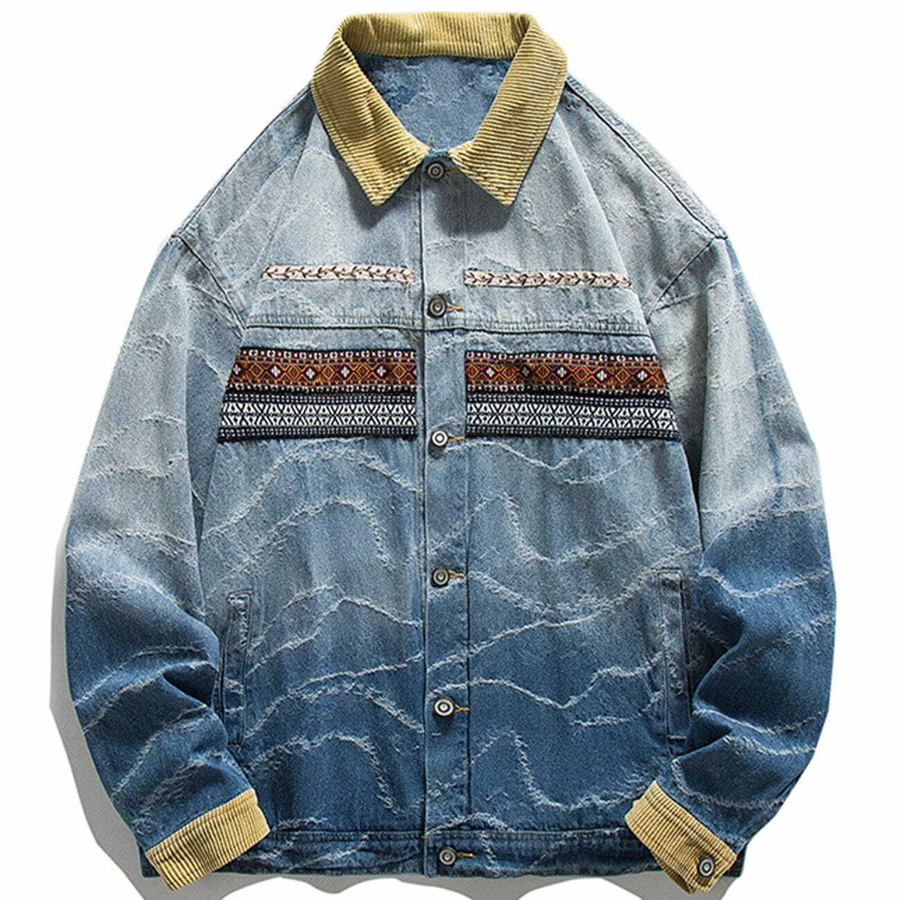 Gradient Denim Jacket - Y2K Fashion, 90s Grunge Outfit, Retro Style for Summer Parties