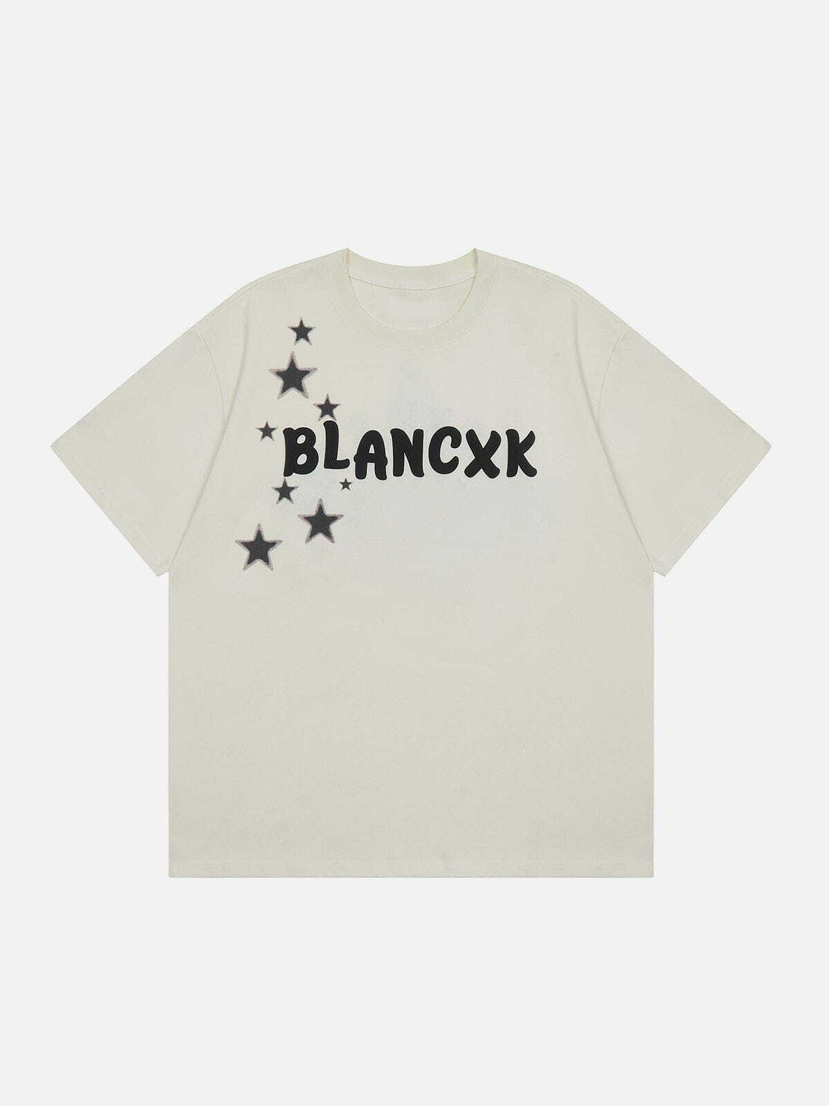 Gradient Star Ring Letter Tee - Y2K Summer Outfit, 90s Grunge Style, Retro Fashion Top