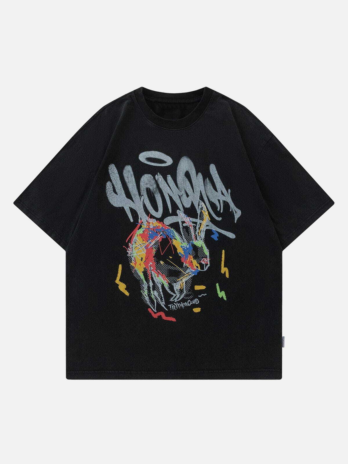 Graffiti Print Y2K Tee - Retro 90s Grunge Top for Summer Parties & Street Style