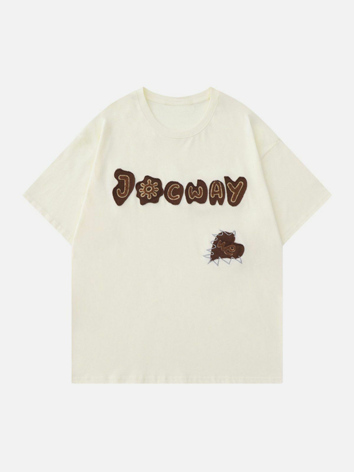 JOCWAY Y2K Alphabet Patchwork Tee - Retro 90s Grunge Top for Summer Party Outfits