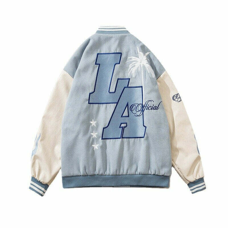 LA Blue Y2K Jacket - Retro 90s Grunge Outfit for Summer Parties & Club Nights