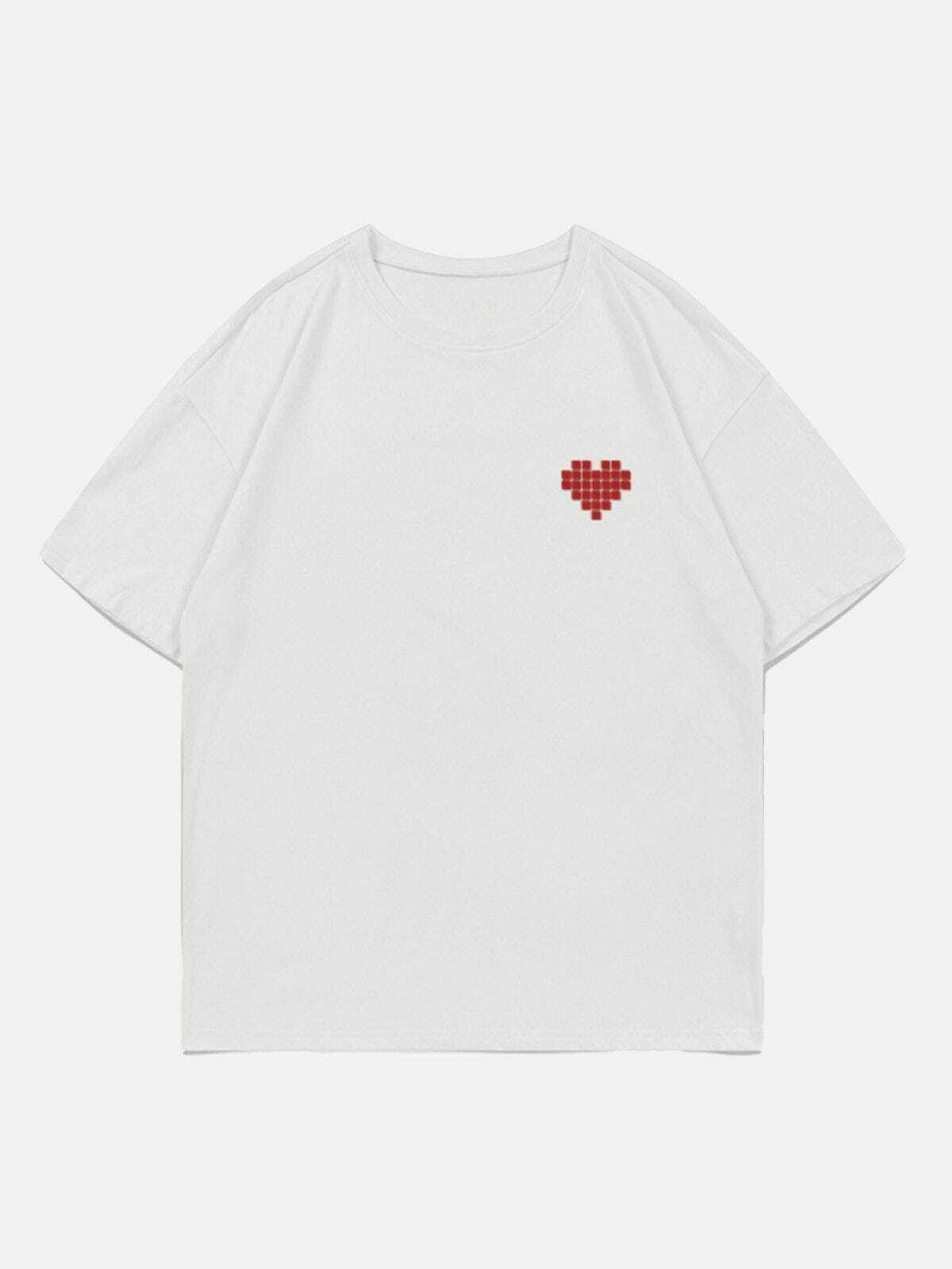 Mosaic Heart Print Y2K Baby Tee - Retro 90s Grunge Summer Outfit for Y2K Vibes