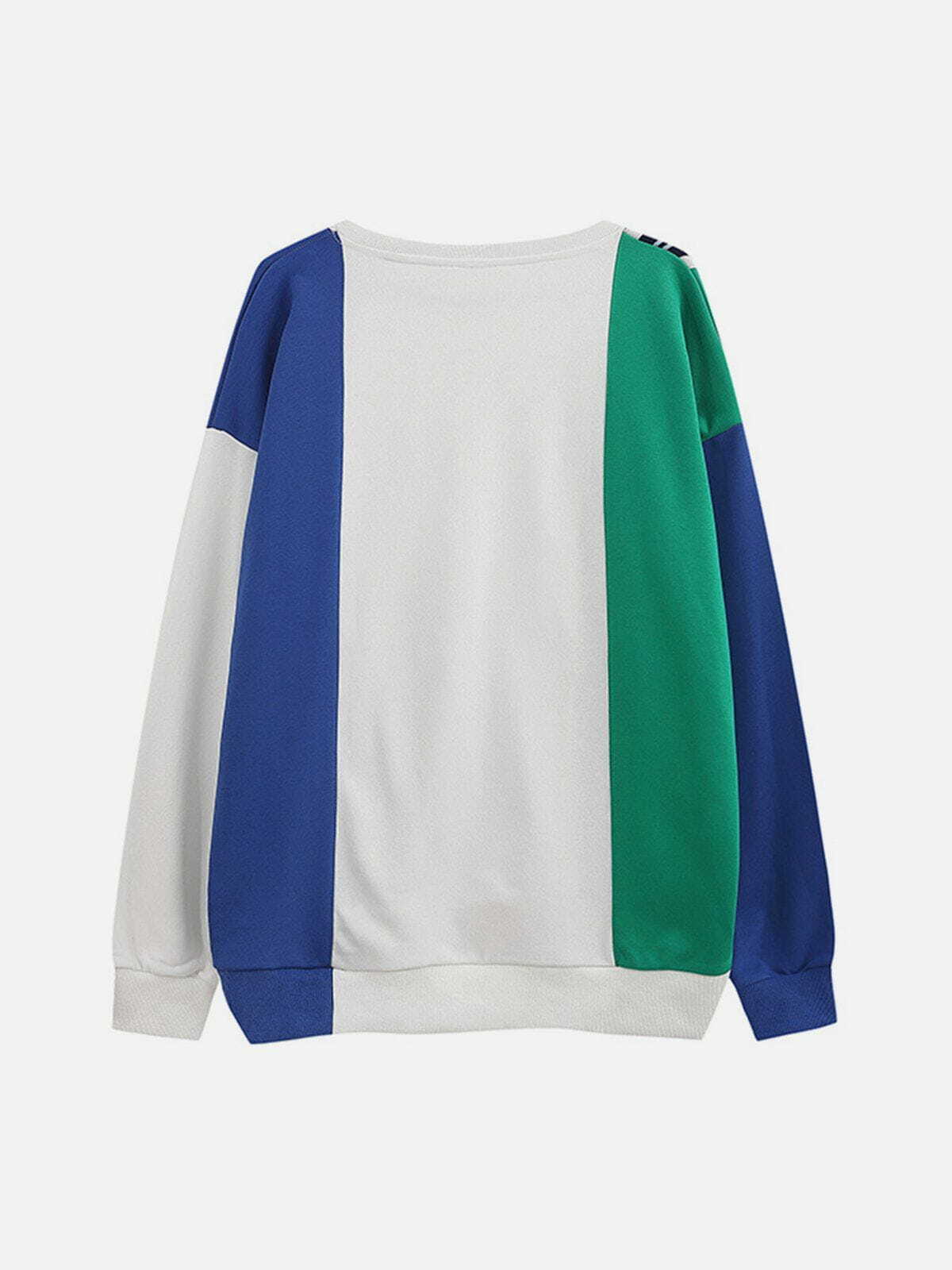 Multicolor Panel Stripe Y2K Sweatshirt - Retro 90s Grunge Outfit for Summer Parties