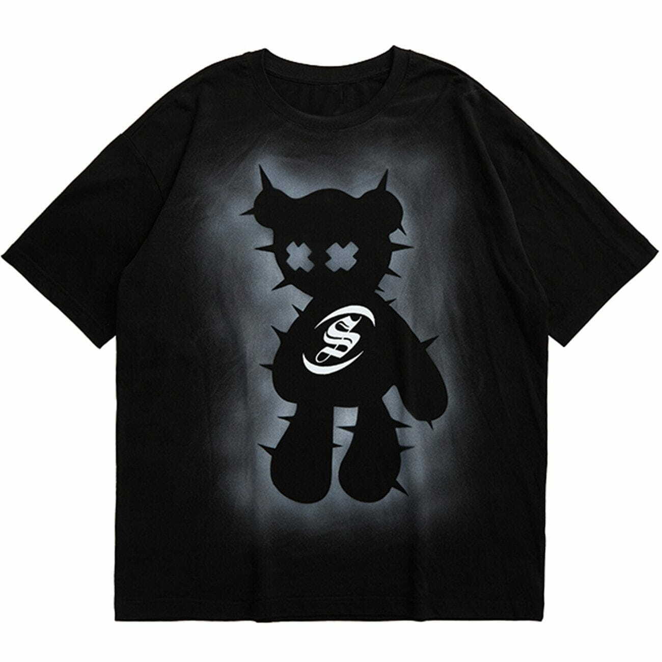 Reflective Bear Graphic Tee - Y2K Summer Outfit, 90s Grunge Style, Retro Fashion Top