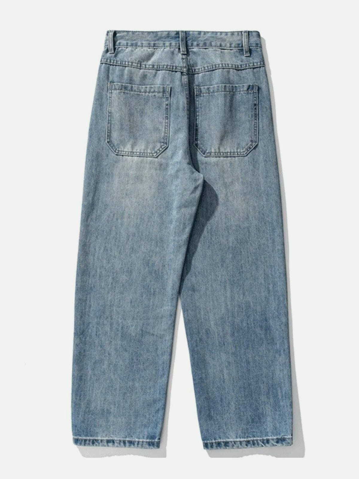 Retro Y2K Grunge Outfit: Classic Plain Wash Jeans for Summer 90s Party Vibes