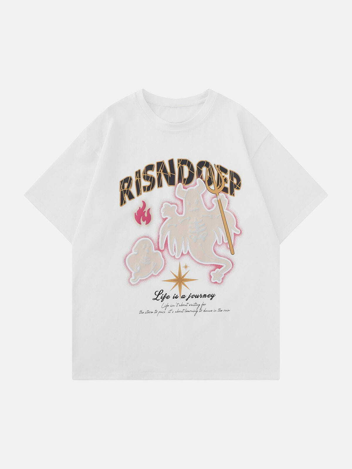 RISNDOEP Y2K Letter Print Tee - Retro 90s Grunge Top for Summer Party Outfits