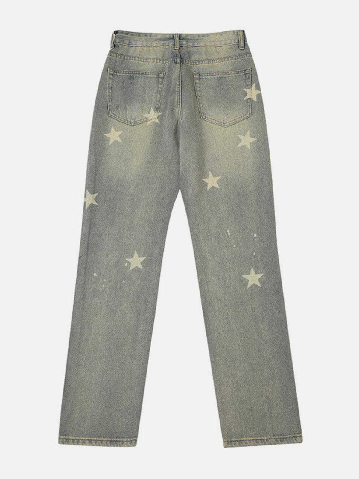 Star Print Y2K Jeans - Retro 90s Grunge Outfit for Summer Parties & Club Nights