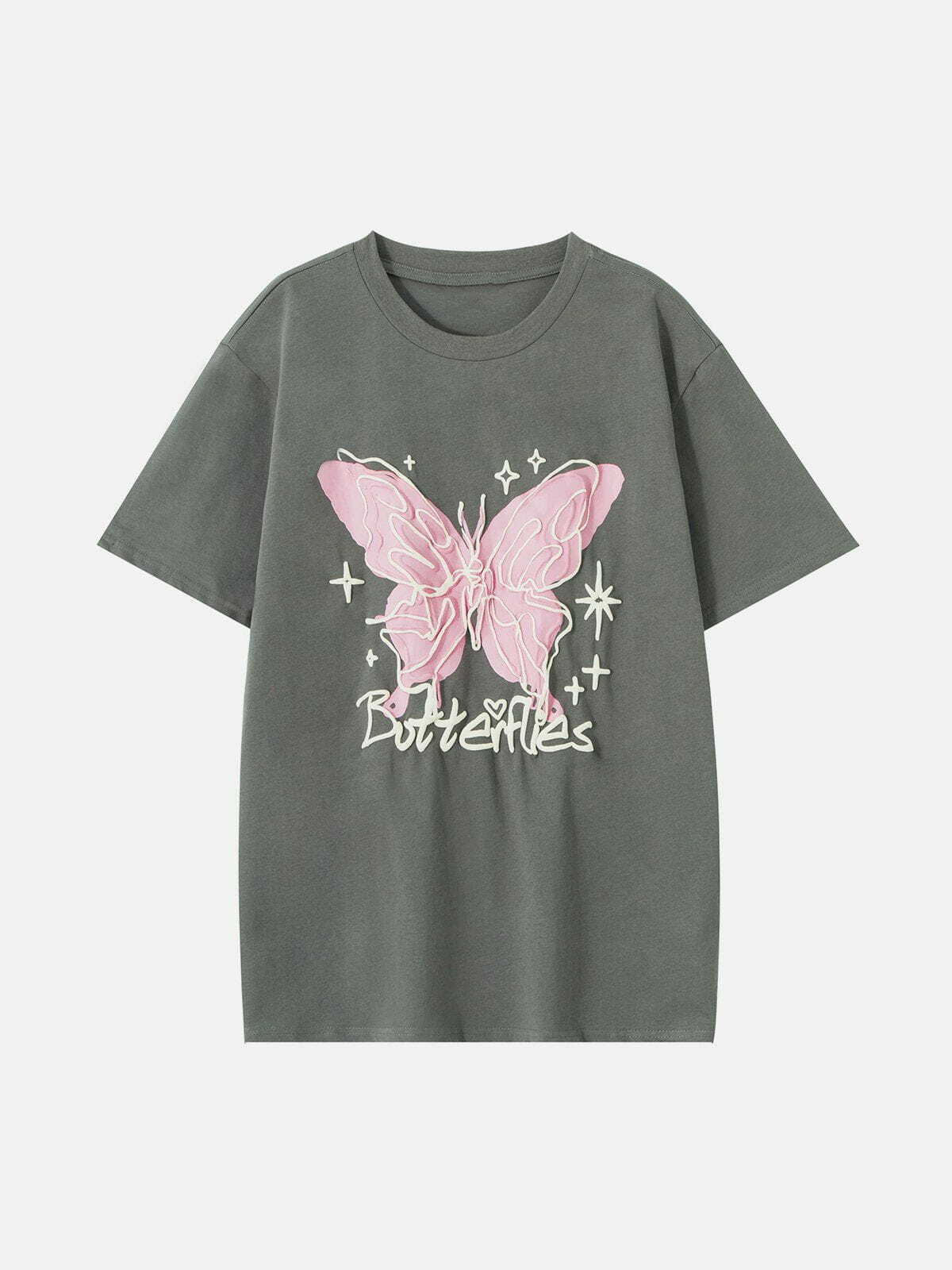 Stereoscopic Butterfly Print Y2K Top - Retro 90s Grunge Summer Outfit for Women