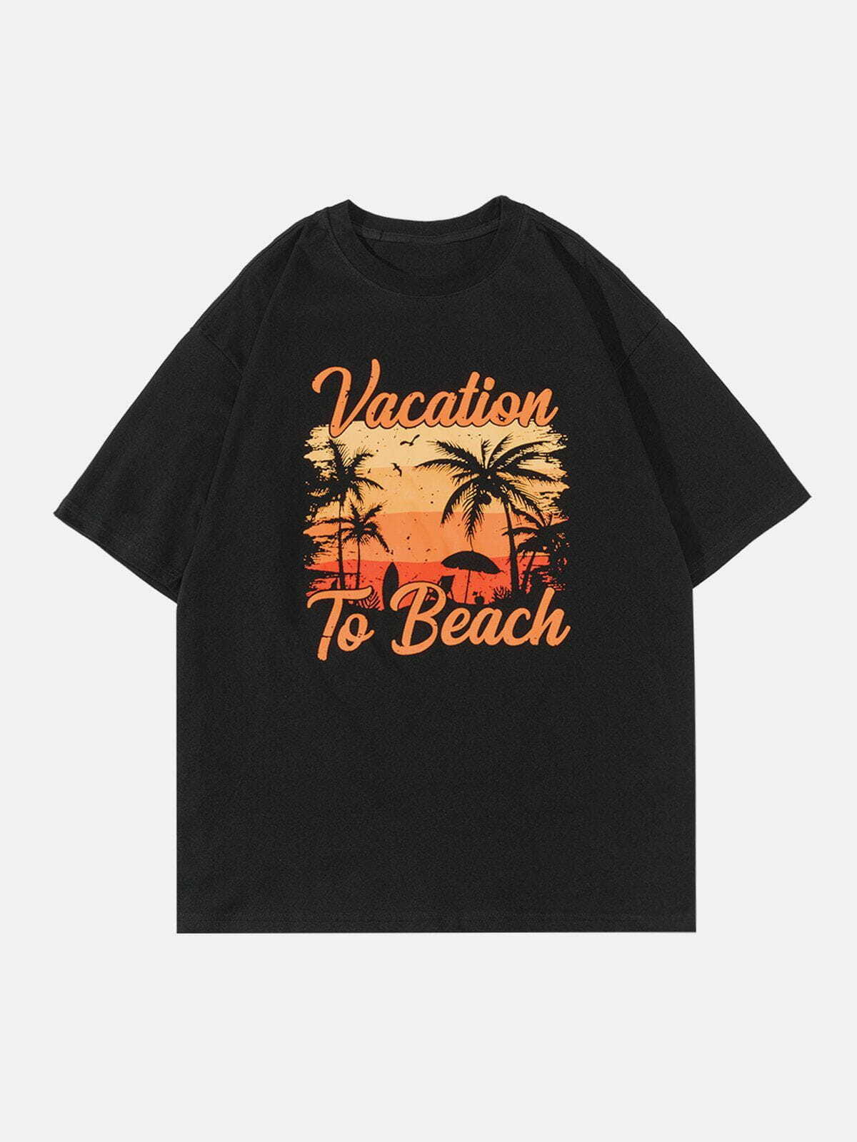 Sunset Print Y2K Baby Tee - Retro 90s Grunge Summer Outfit for Y2K Vibes