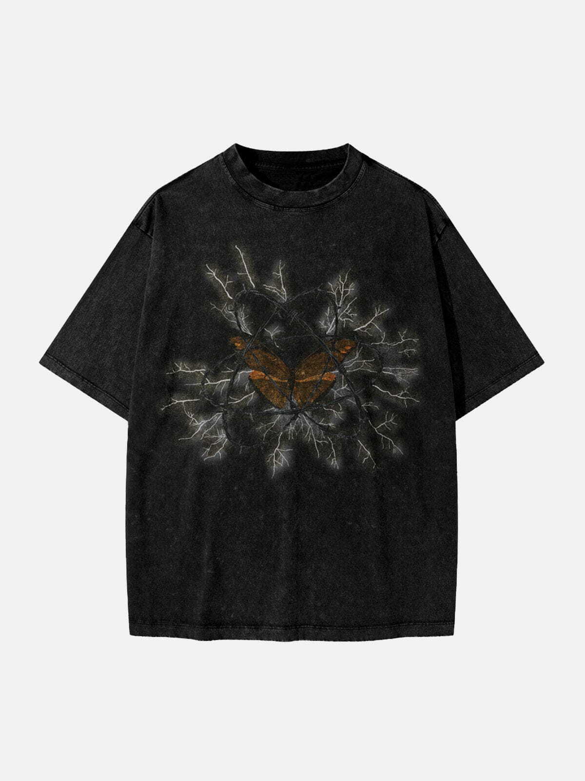 Thorns Butterfly Print Y2K Baby Tee - Grunge Summer Outfit, Retro 90s Style Top