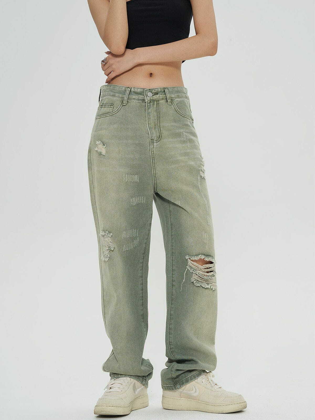 Vintage Washed Ripped Y2K Jeans - Grunge 90s Fashion for Summer Outfits & Party Looks